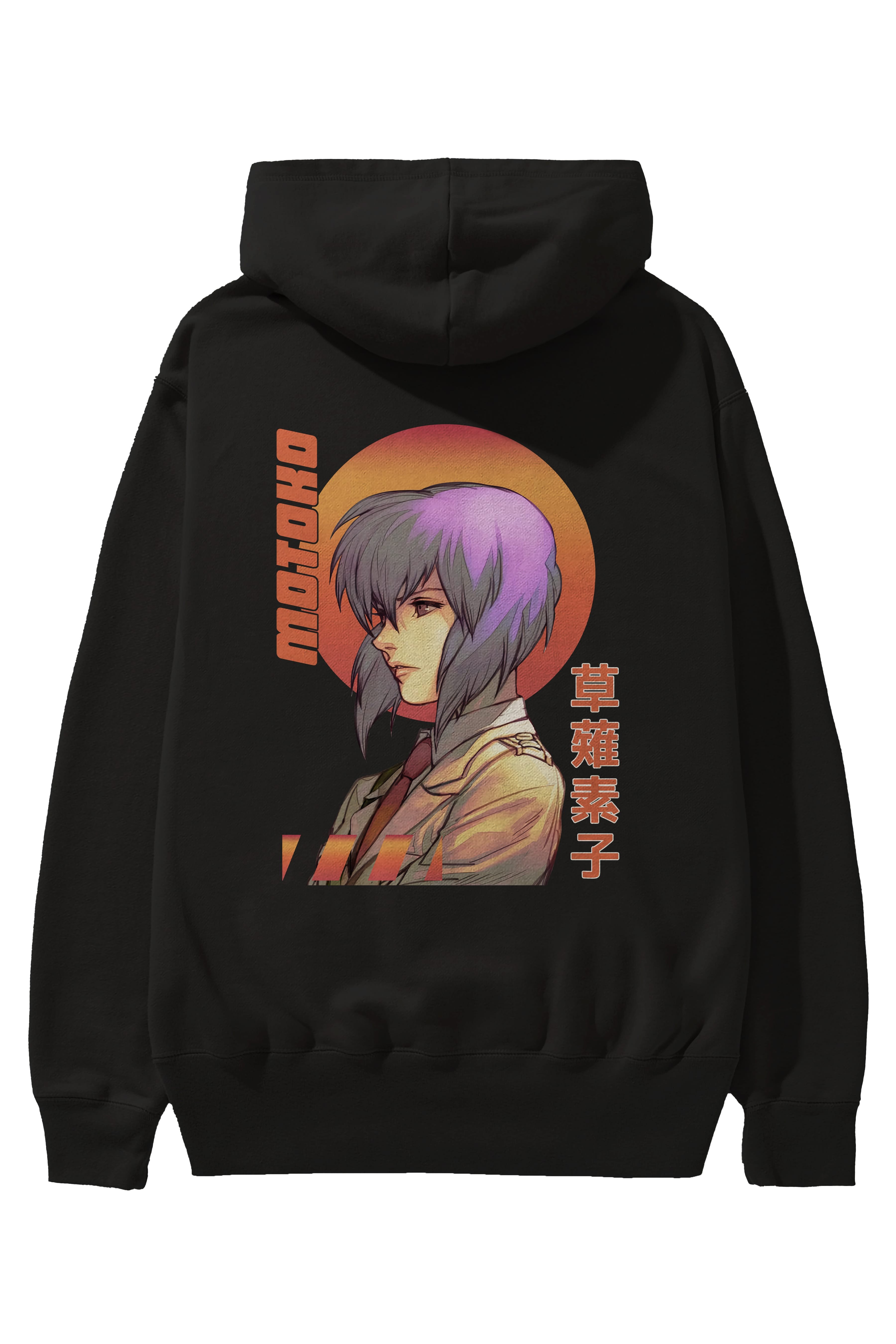 Motoko Kusanagi 10 Anime Arka Baskılı Hoodie Oversize Kapüşonlu Sweatshirt Erkek Kadın Unisex