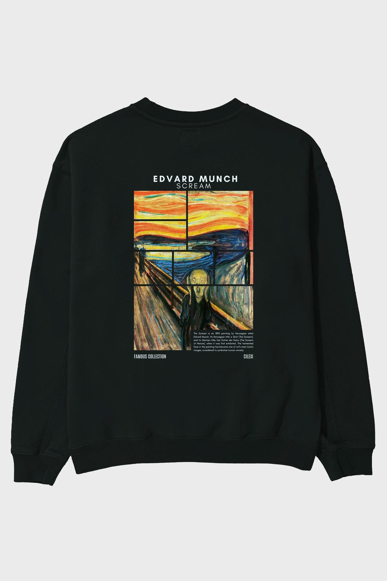 Edvard Munch Scream Arka Baskılı Oversize Sweatshirt Erkek Kadın Unisex