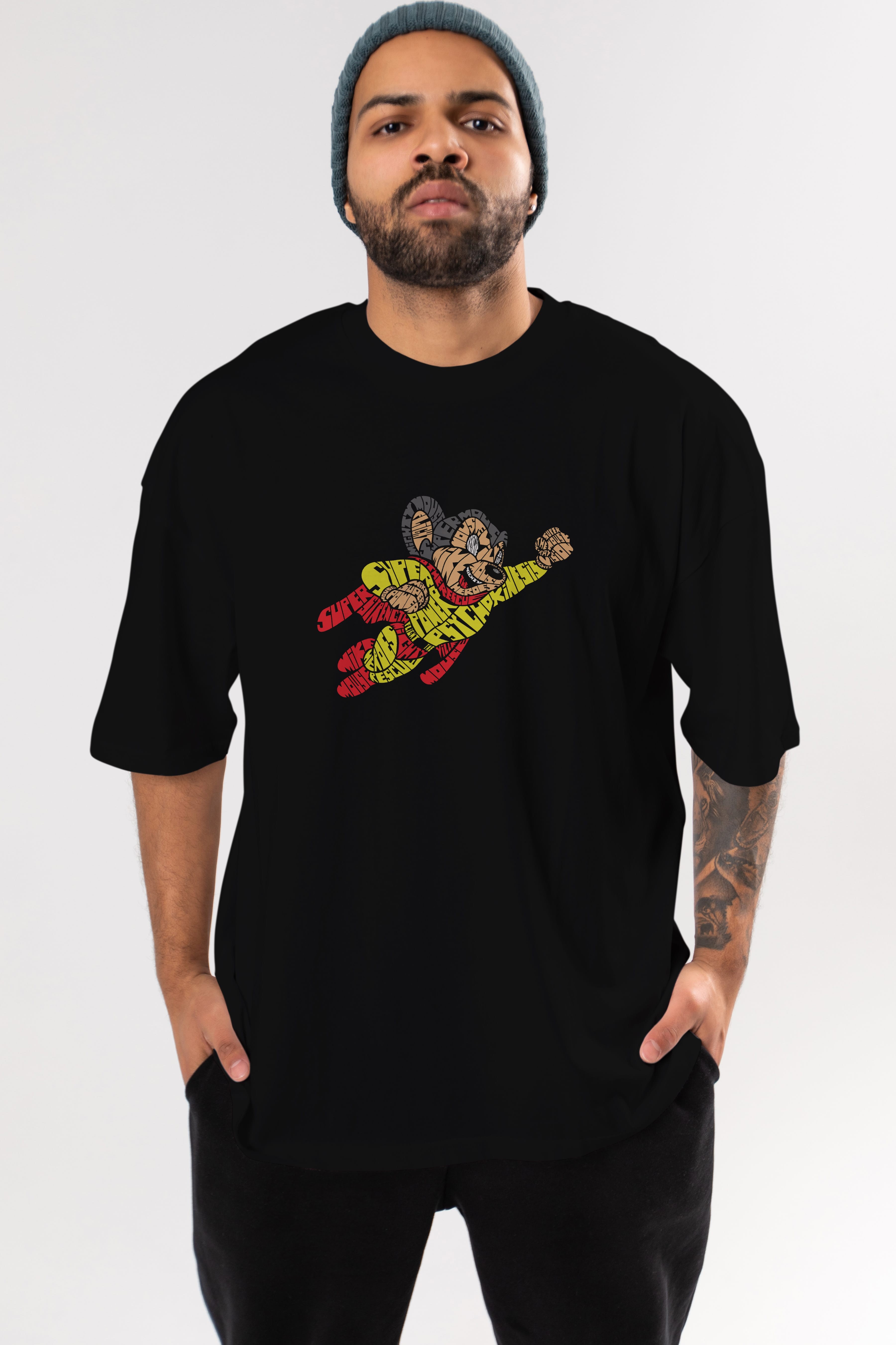 Mighty Mouse Ön Baskılı Oversize t-shirt %100 pamuk Erkek Kadın Unisex