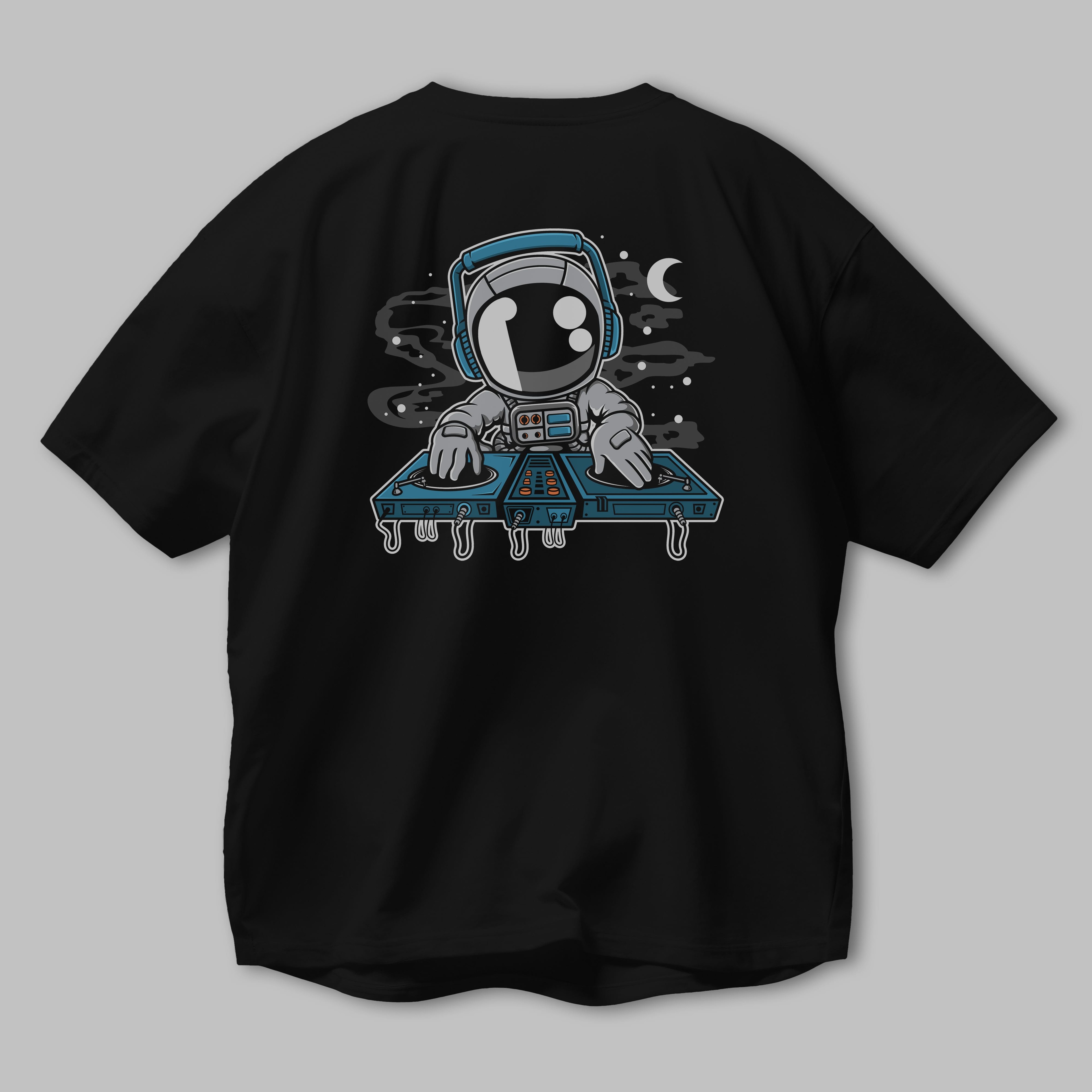 Astronaut Turntable Arka Baskılı Oversize t-shirt Erkek Kadın Unisex