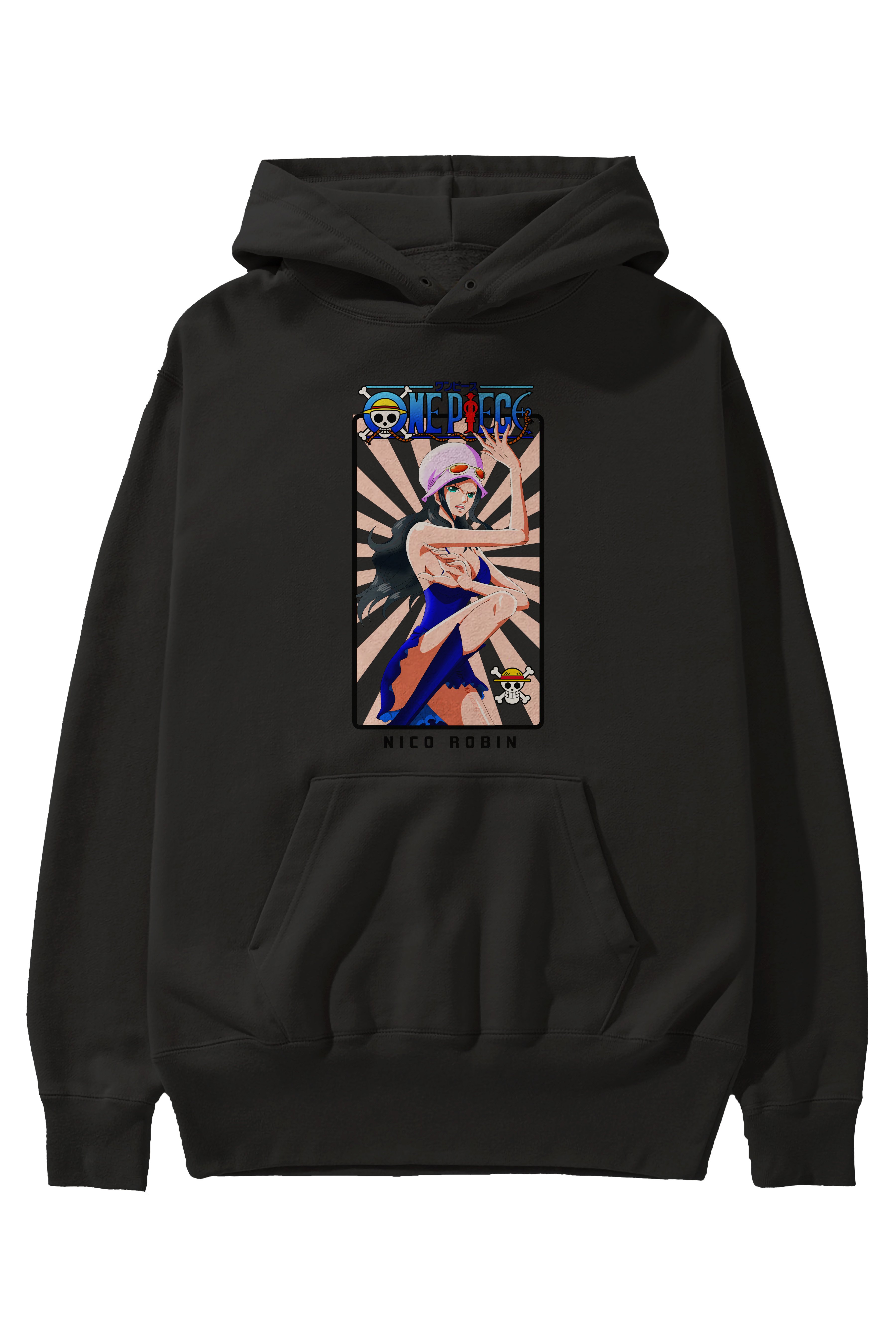 Nico Robin Anime Ön Baskılı Hoodie Oversize Kapüşonlu Sweatshirt Erkek Kadın Unisex