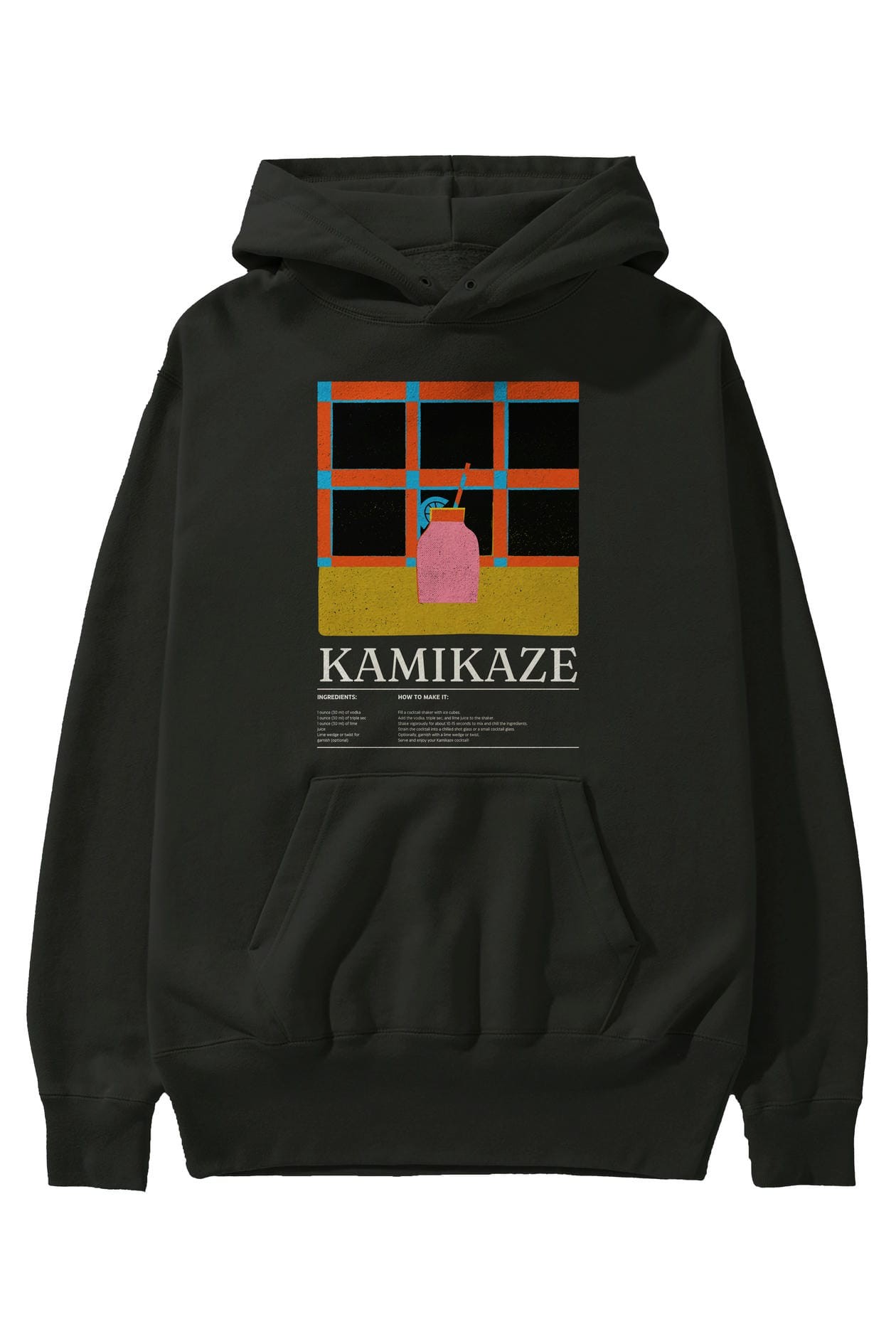 Kamikaze Kokteyl ön Baskılı Hoodie Oversize Kapüşonlu Sweatshirt Erkek Kadın