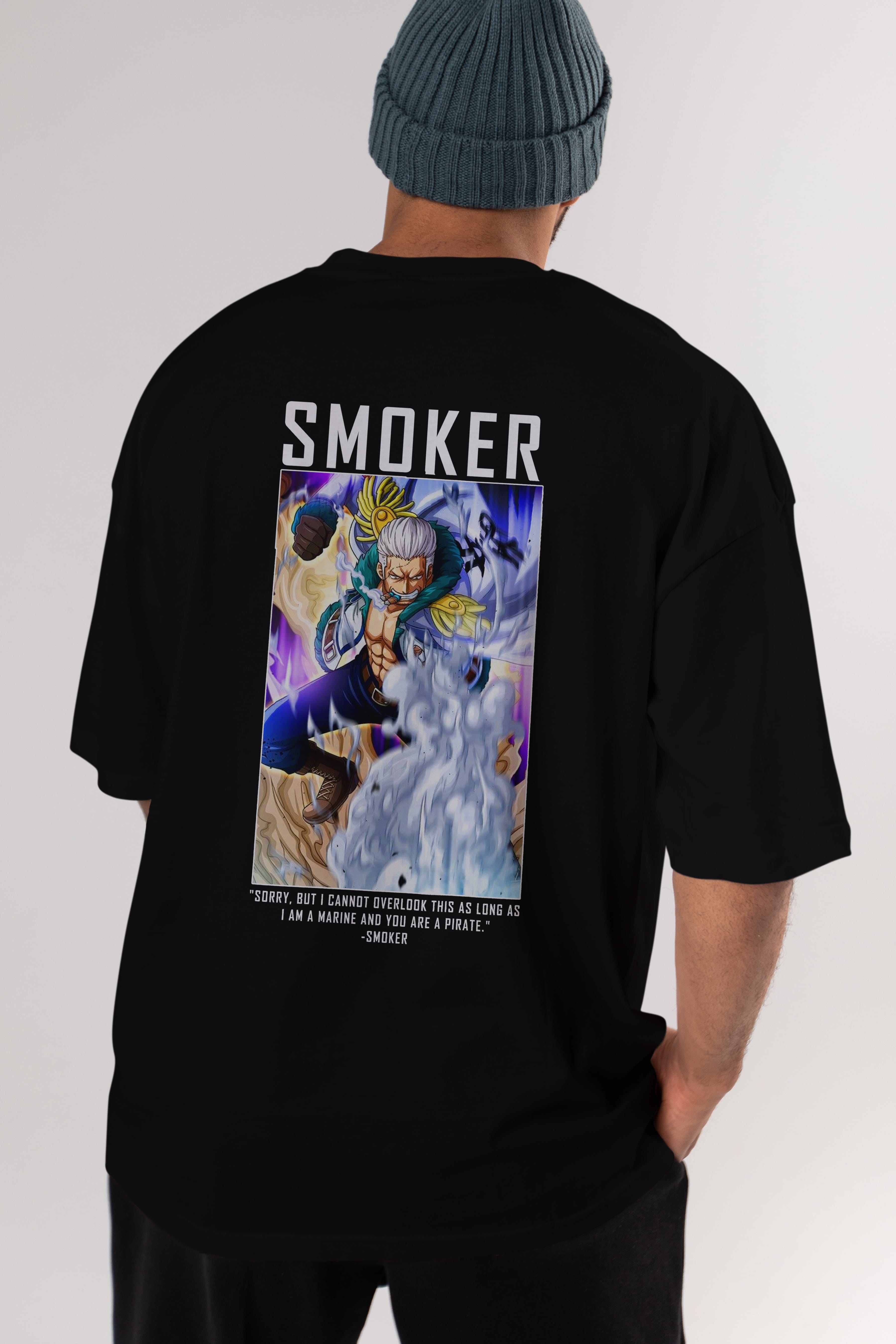 Smoker Anime Arka Baskılı Oversize t-shirt Erkek Kadın Unisex %100 pamuk tişort