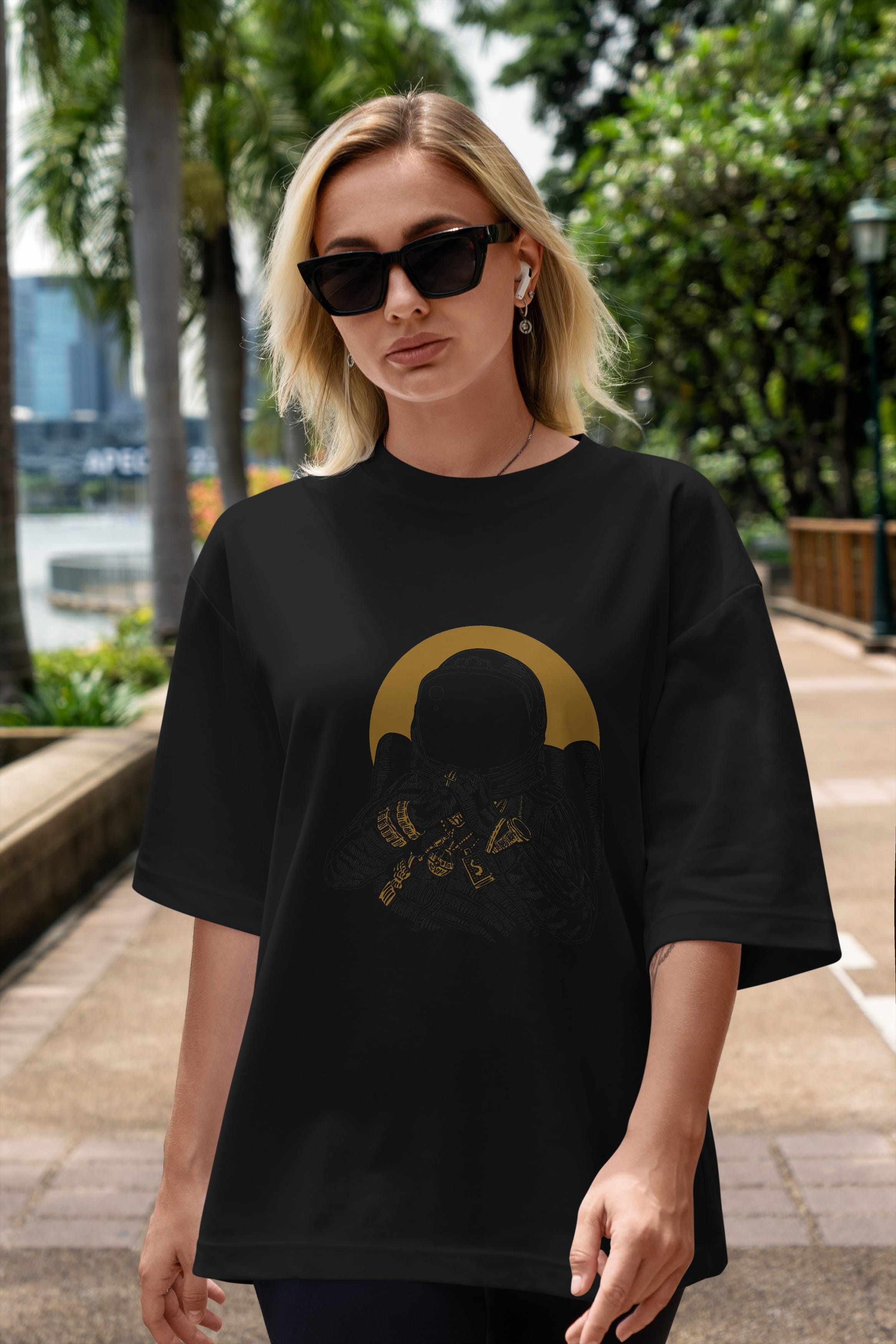 Space Dee Jay Ön Baskılı Oversize t-shirt Erkek Kadın Unisex %100 Pamuk tişort