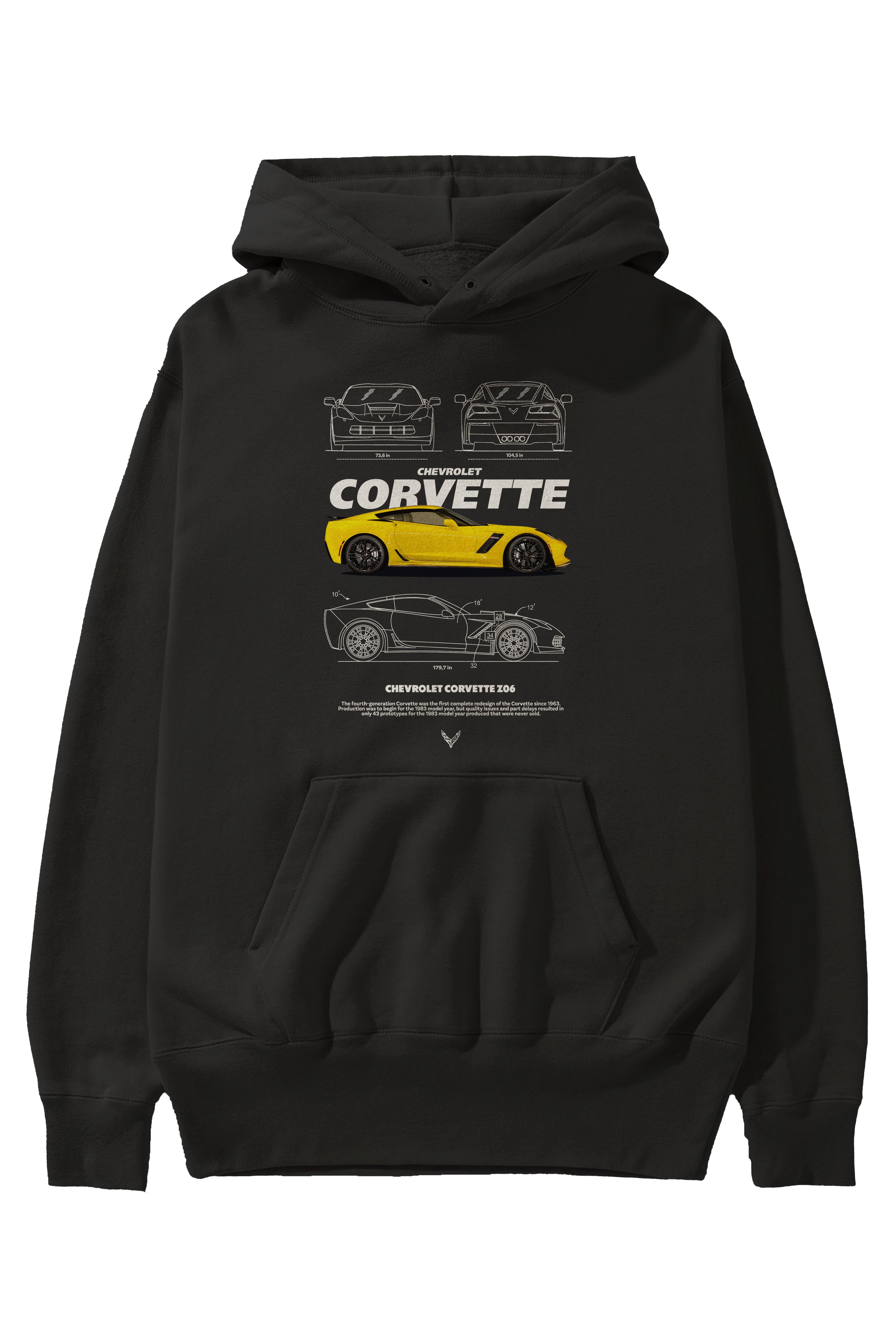 Chevrolet CORVETTE Ön Baskılı Hoodie Oversize Kapüşonlu Sweatshirt Erkek Kadın Unisex