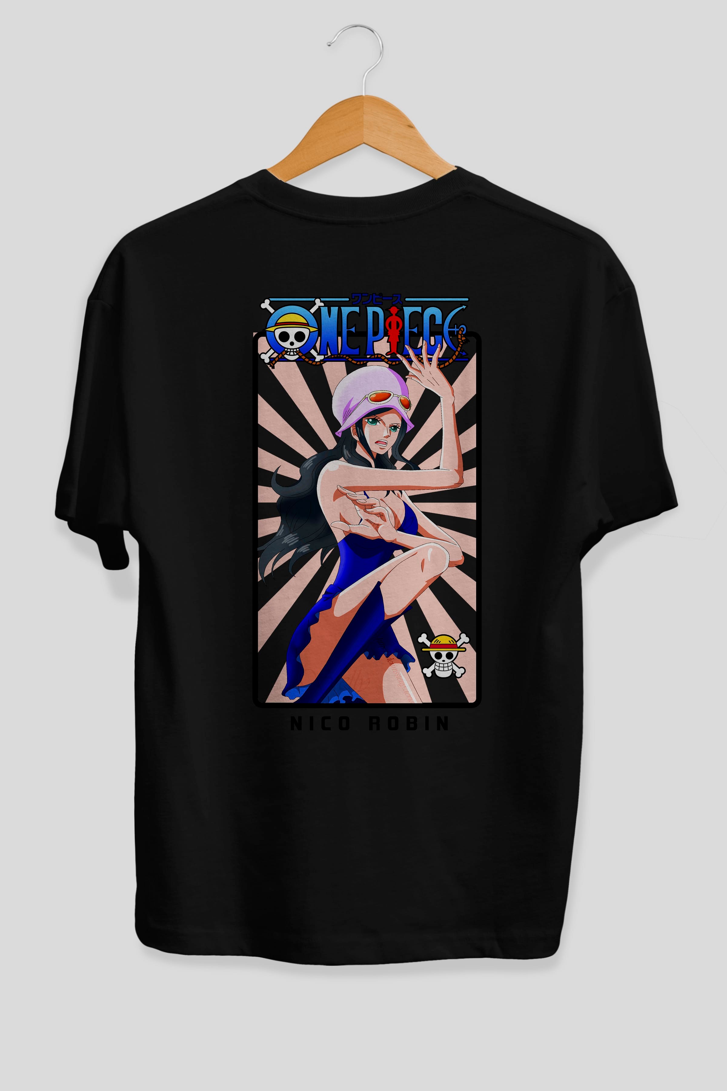 Nico Robin Anime Arka Baskılı Oversize t-shirt Erkek Kadın Unisex %100 pamuk tişort