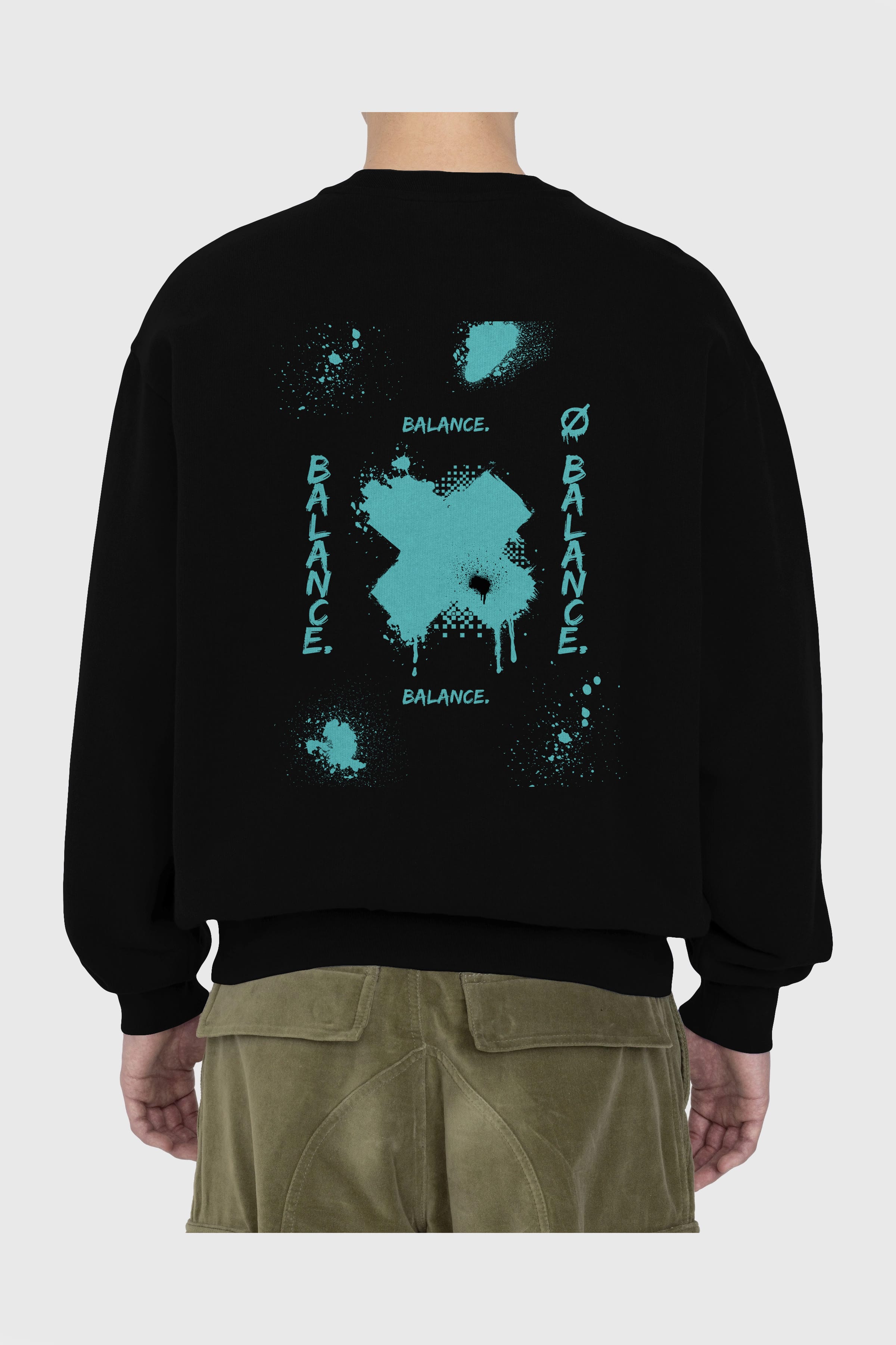 Balance Balance Yazılı Arka Baskılı Oversize Sweatshirt Erkek Kadın Unisex