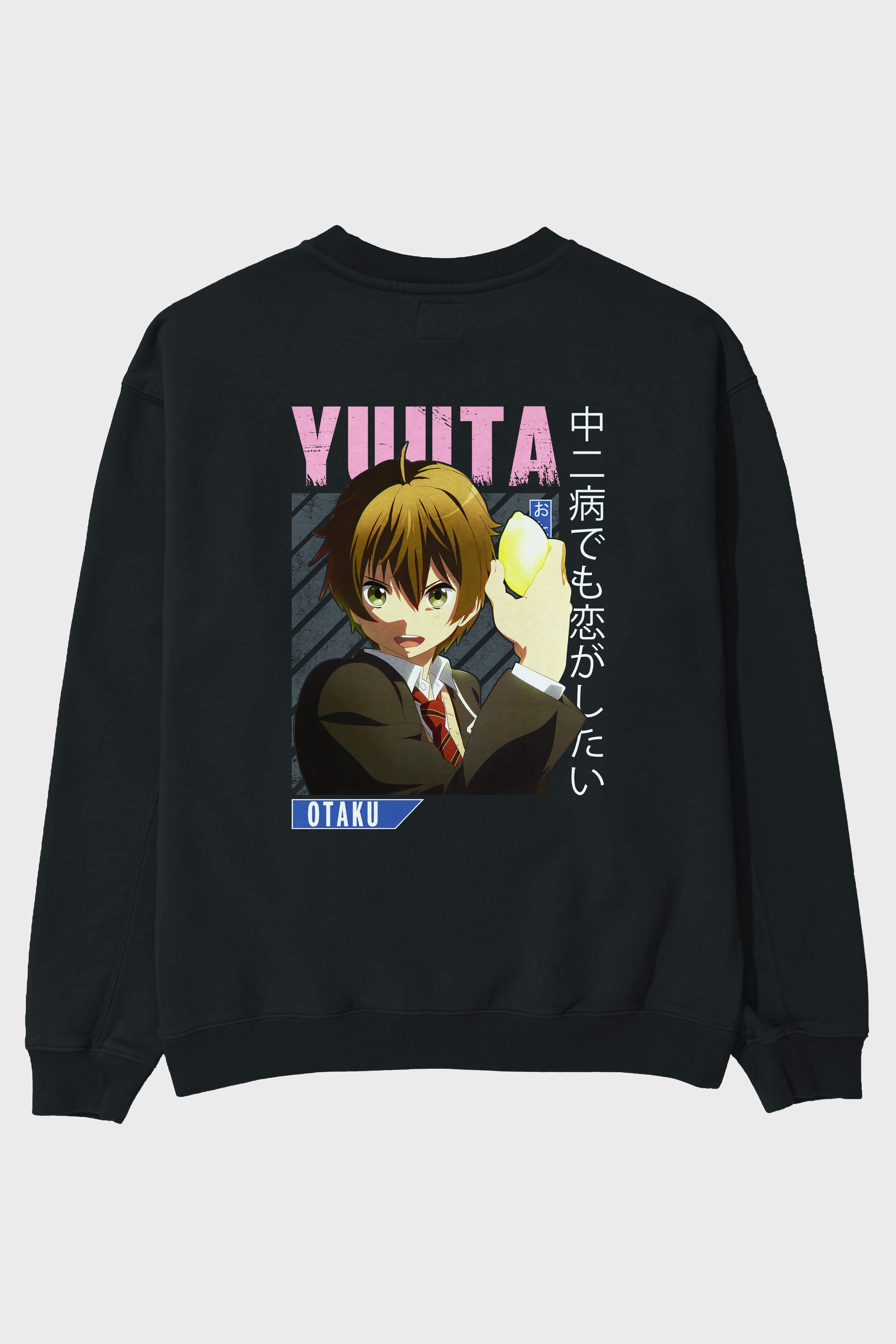 Yuuta Togashi 2 Anime Arka Baskılı Oversize Sweatshirt Erkek Kadın Unisex