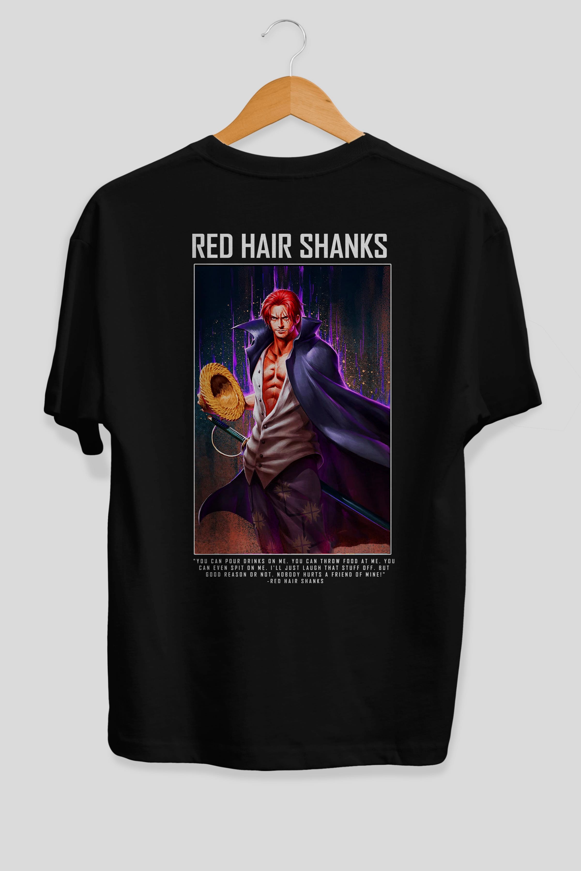 Shanks Anime Arka Baskılı Oversize t-shirt Erkek Kadın Unisex %100 pamuk tişort