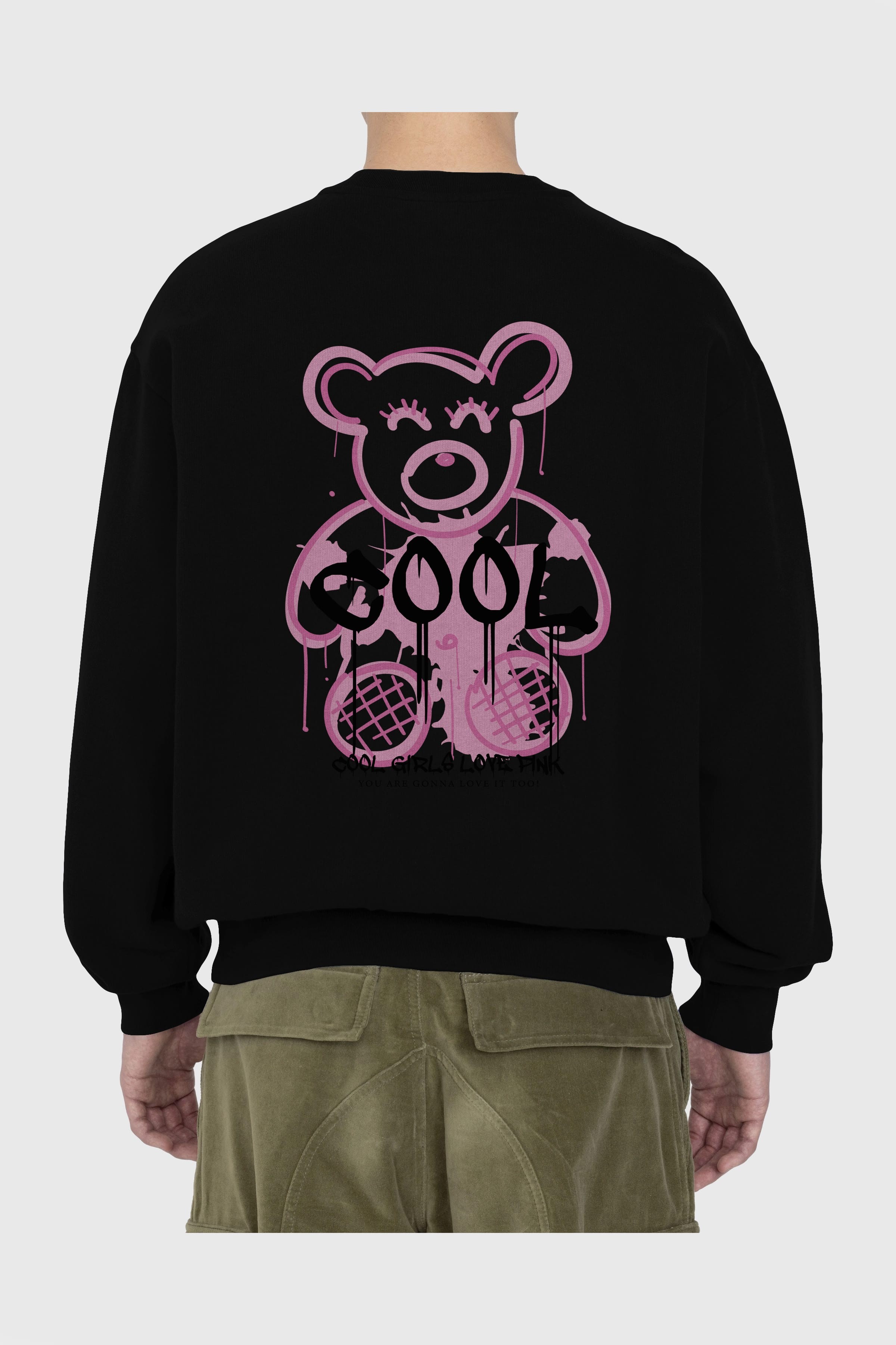 Cool Bear Arka Baskılı Oversize Sweatshirt Erkek Kadın Unisex