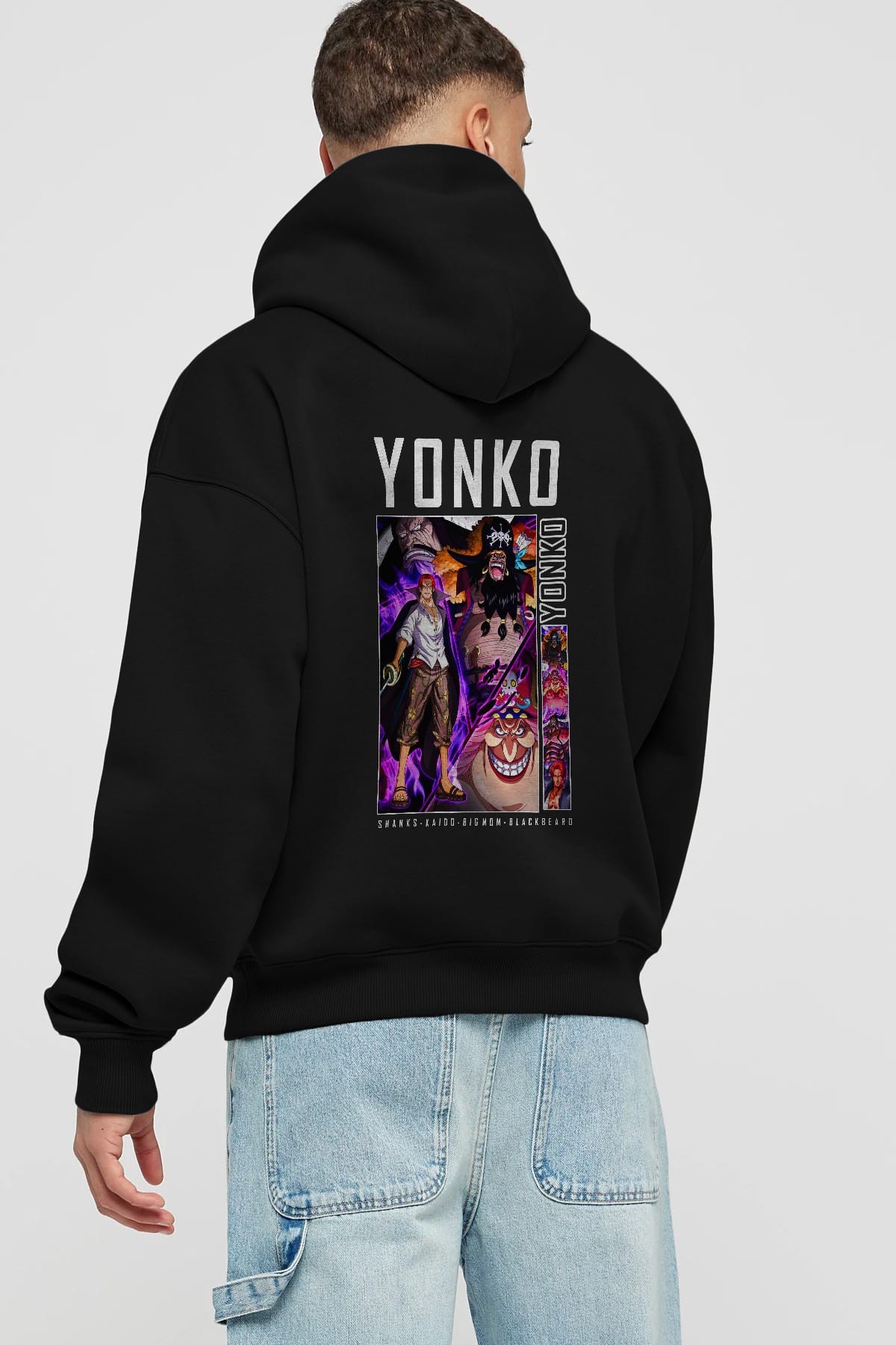 Yonko Anime Arka Baskılı Hoodie Oversize Kapüşonlu Sweatshirt Erkek Kadın Unisex