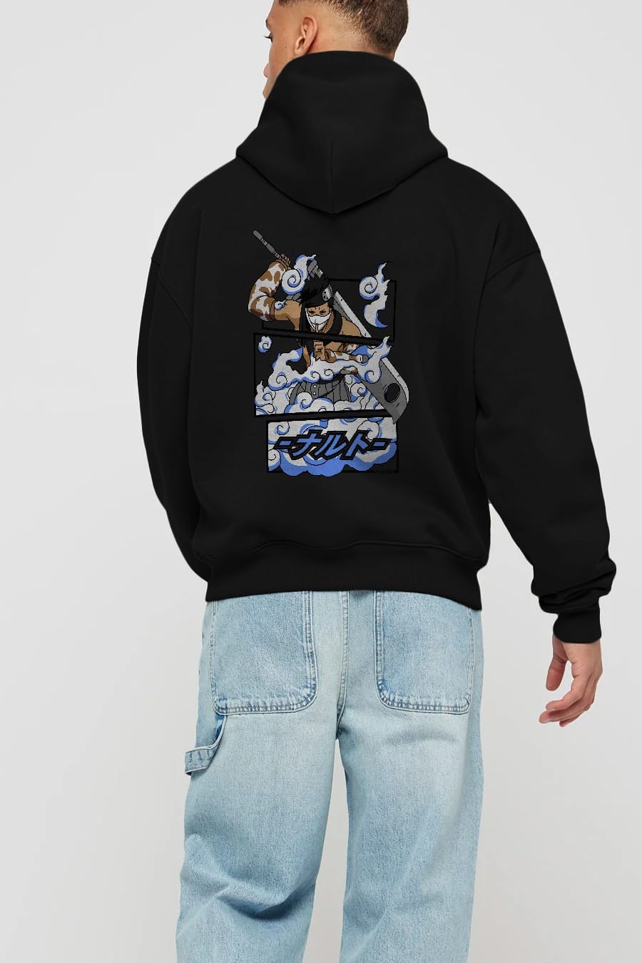 zabuza momochi Anime Arka Baskılı Hoodie Oversize Kapüşonlu Sweatshirt Erkek Kadın Unisex