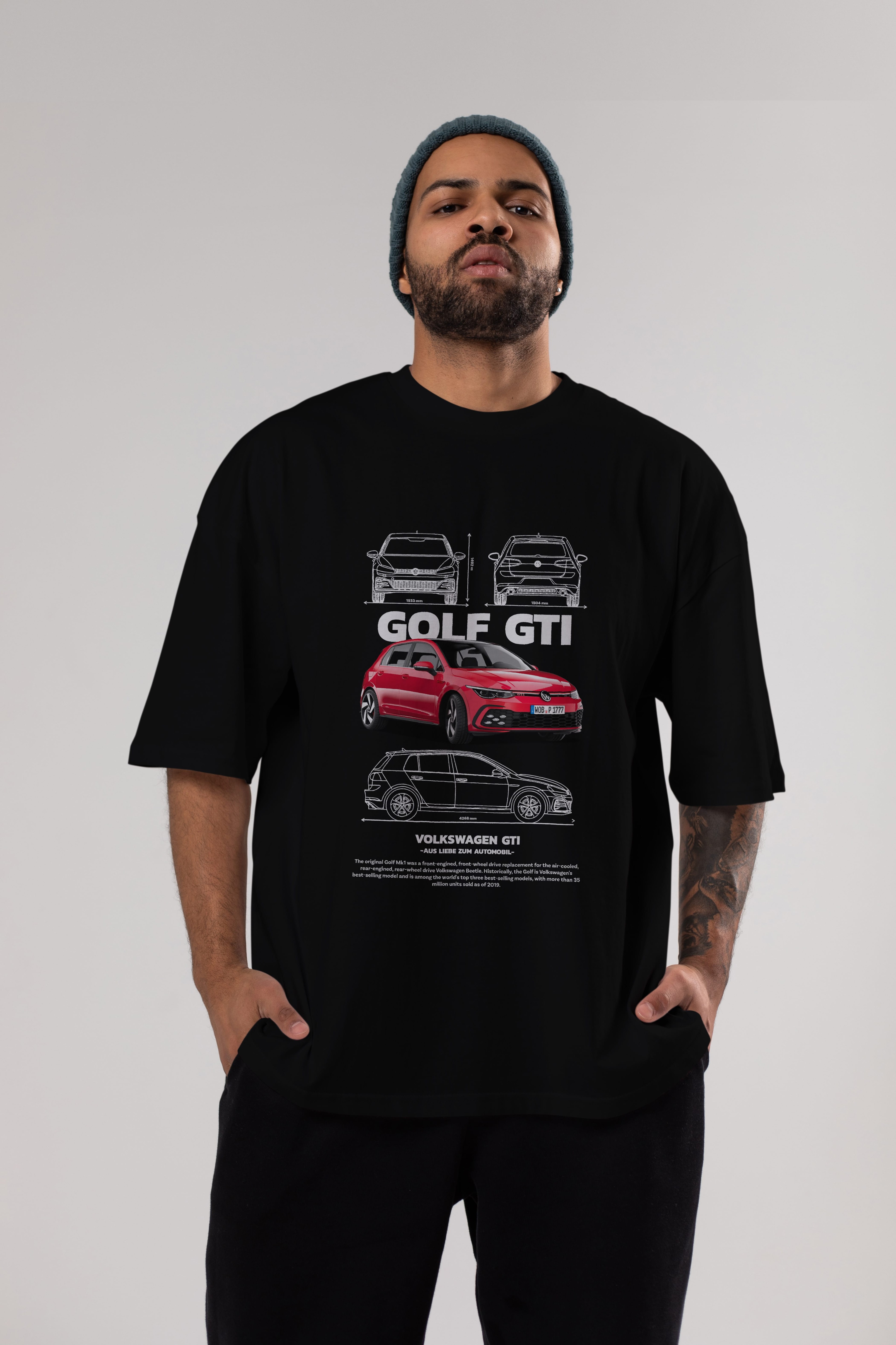 VOLKSWAGEN Golf GTI Ön Baskılı Oversize t-shirt Erkek Kadın Unisex %100 Pamuk Bisiklet Yaka tişort