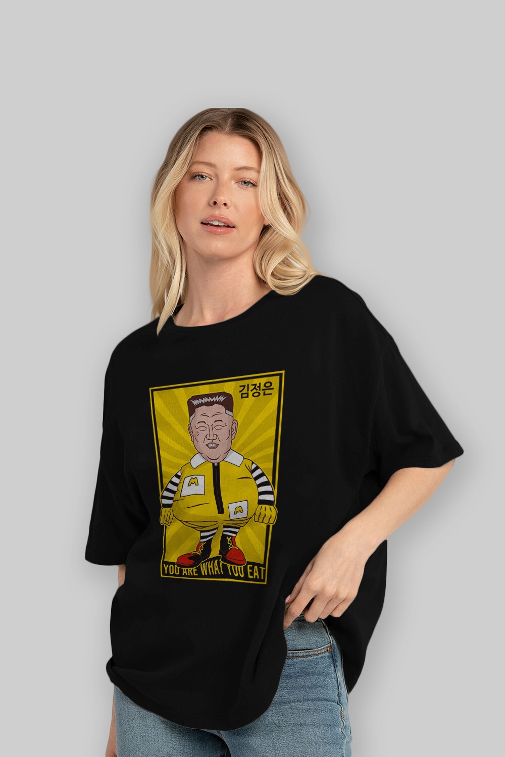 McDonald Jong Un Ön Baskılı Oversize t-shirt Erkek Kadın Unisex %100 Pamuk tişort