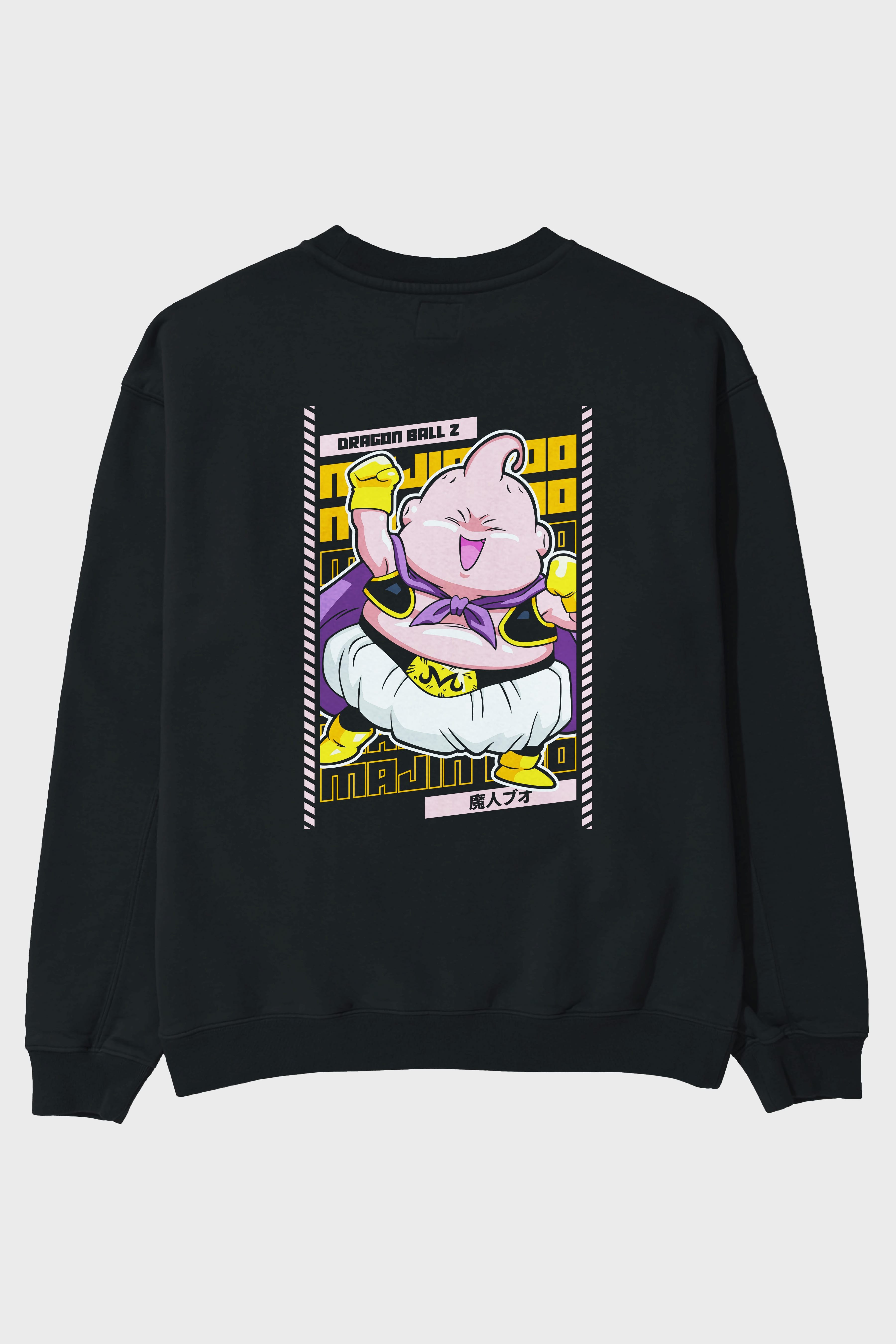 MAJIN BOO1 Anime Arka Baskılı Oversize Sweatshirt Erkek Kadın Unisex