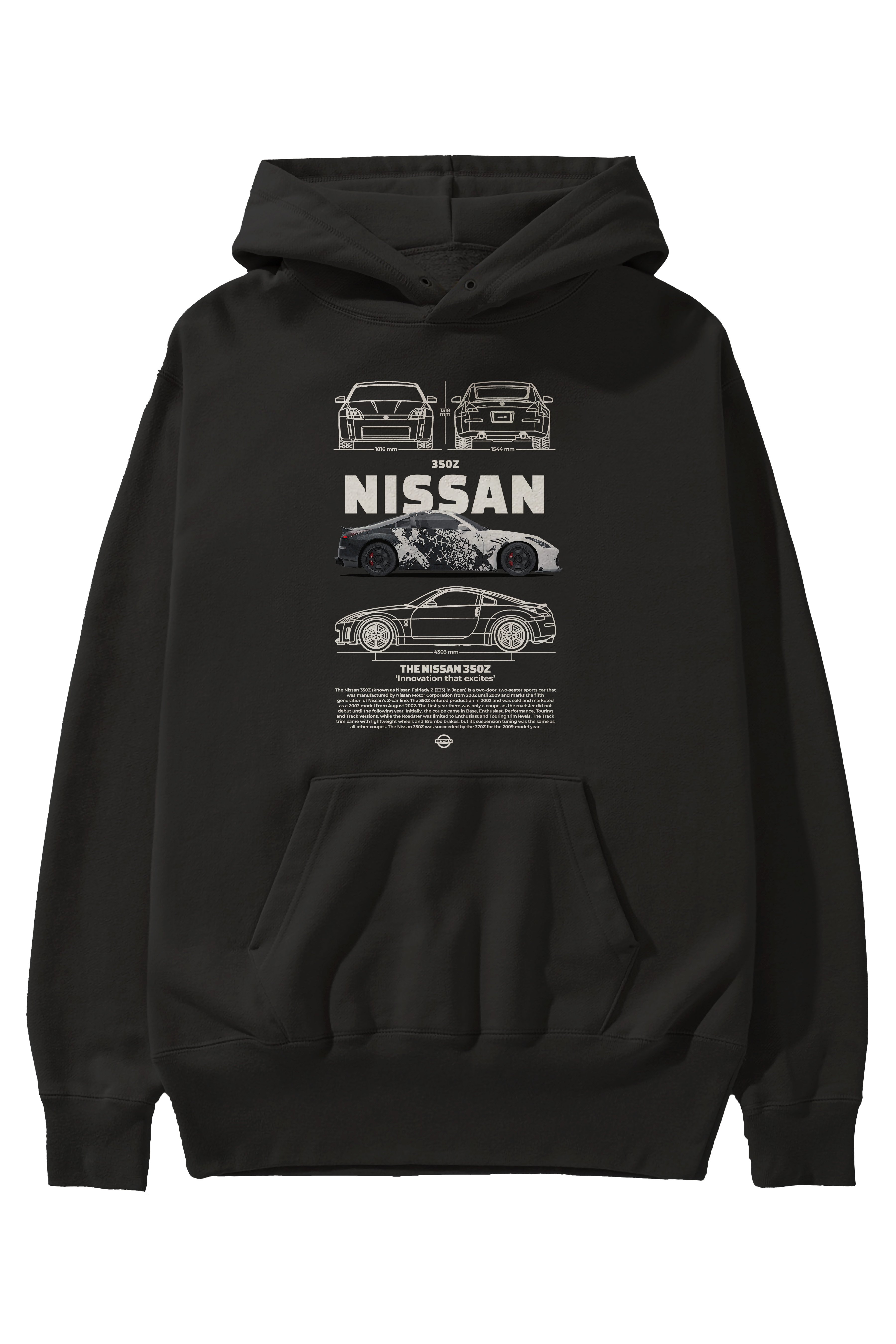 NISSAN 350Z 4 Ön Baskılı Hoodie Oversize Kapüşonlu Sweatshirt Erkek Kadın Unisex