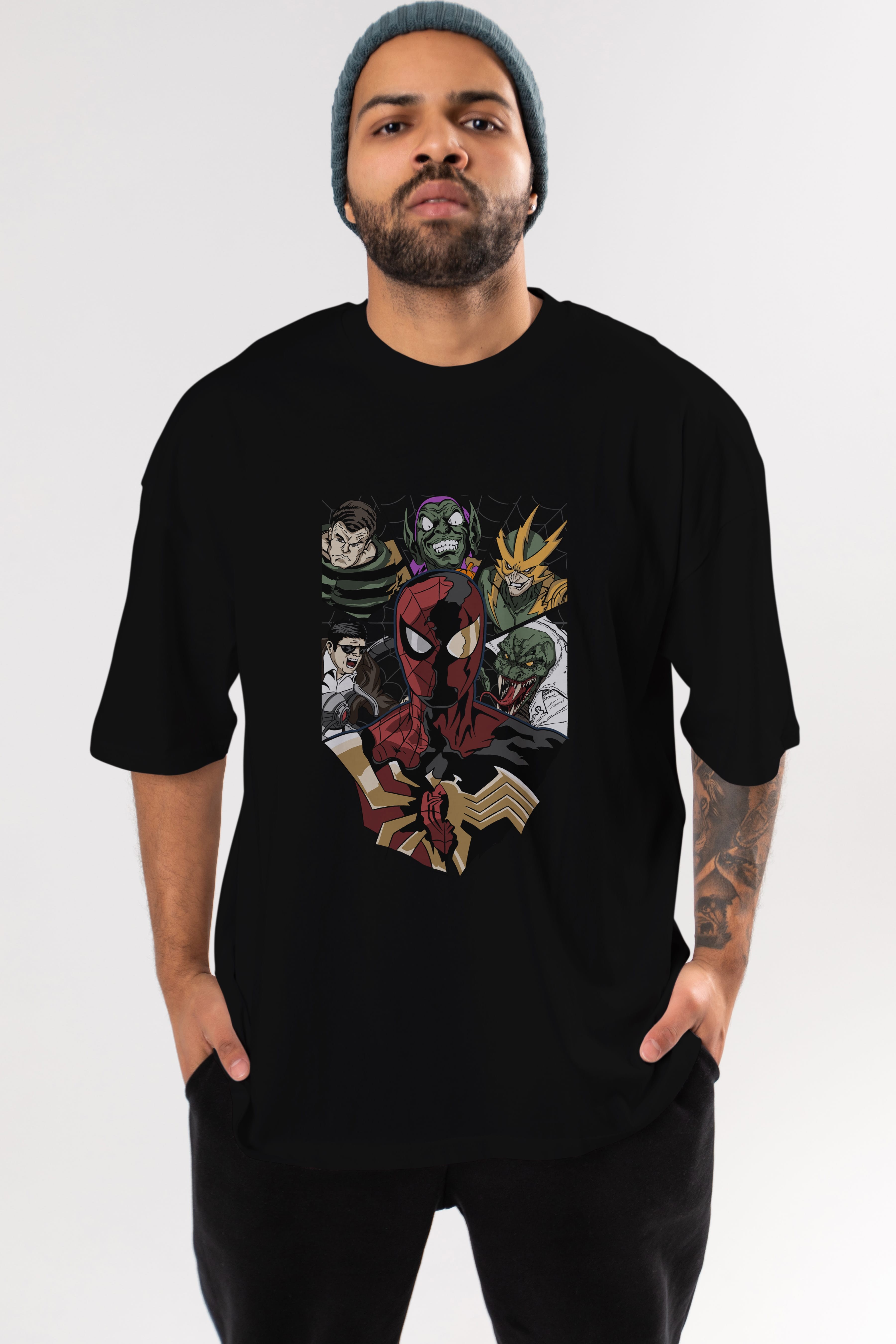 Spiderman (31) Ön Baskılı Oversize t-shirt Erkek Kadın Unisex %100 Pamuk Bisiklet Yaka tişort