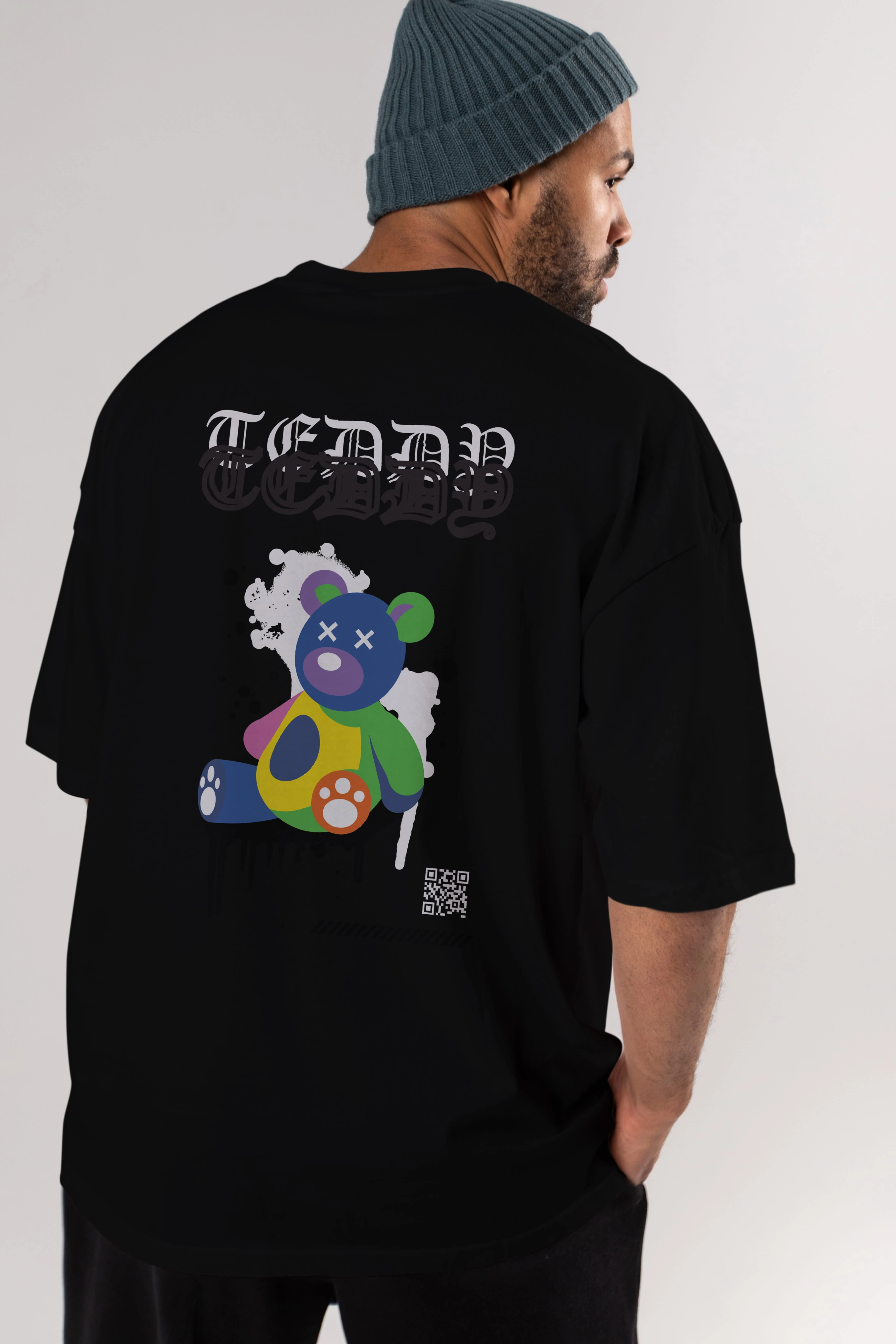 Teddy Bear Arka Baskılı Oversize t-shirt Erkek Kadın Unisex