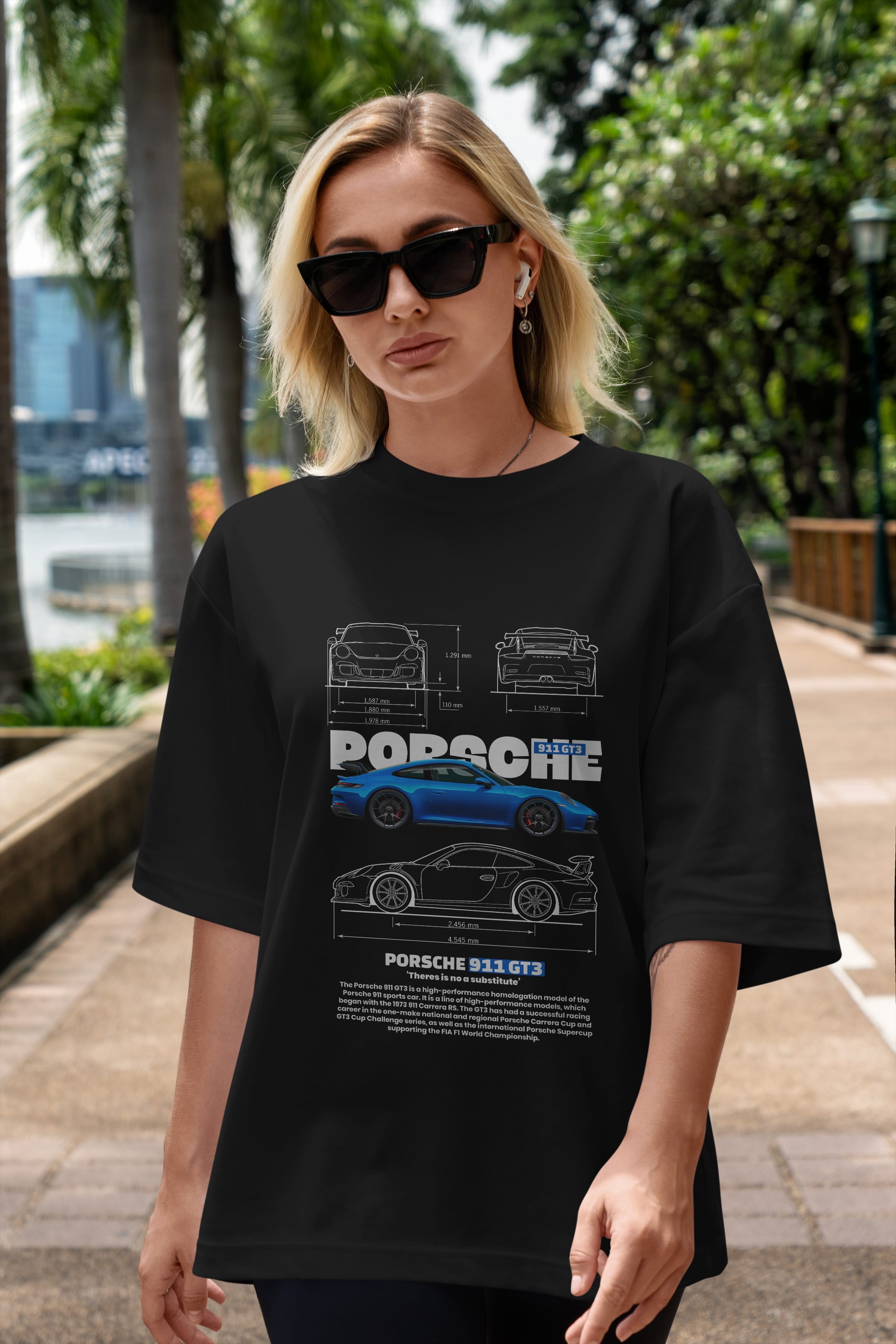 PORSCHE 911 GT3 Ön Baskılı Oversize t-shirt Erkek Kadın Unisex %100 Pamuk Bisiklet Yaka tişort