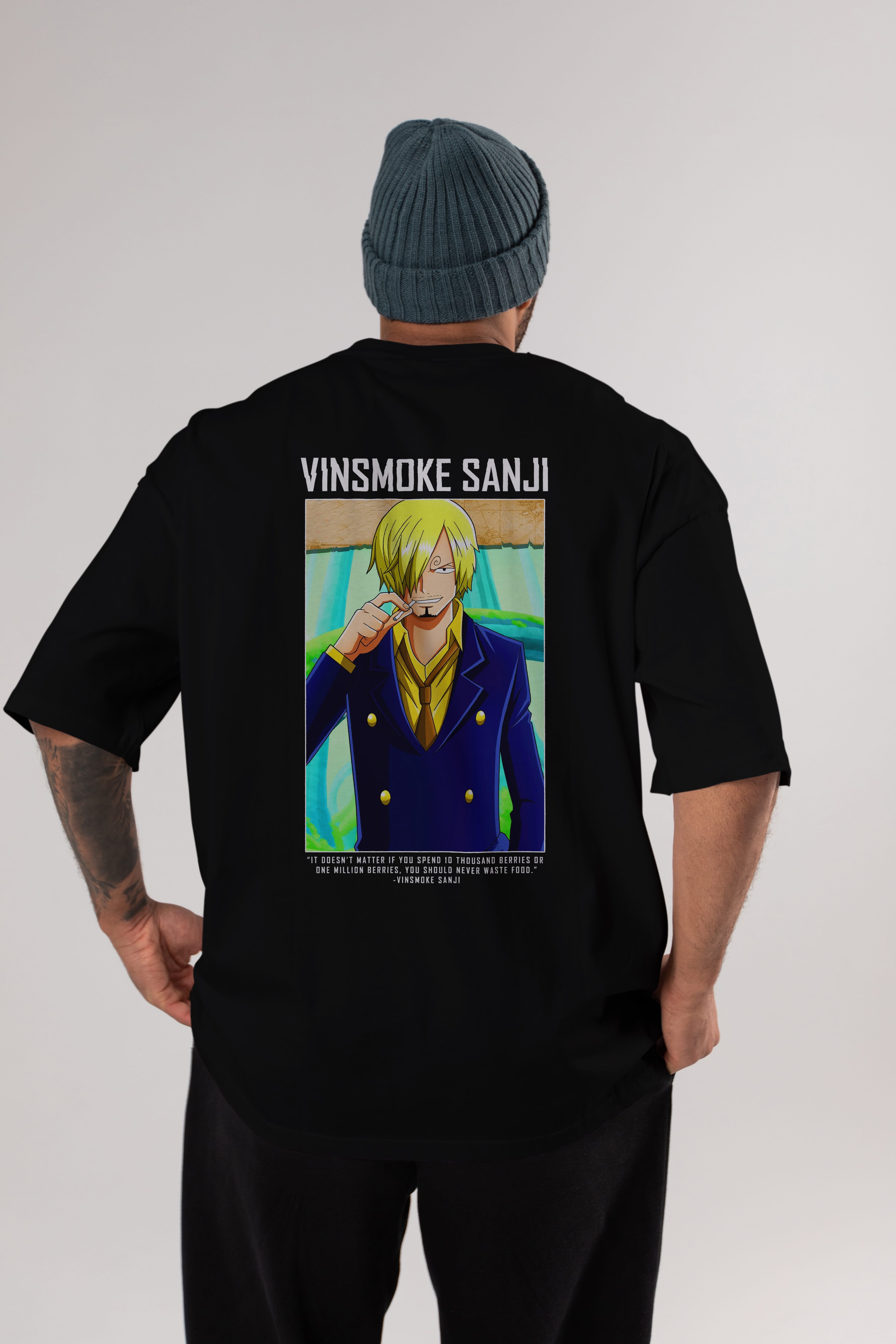 Sanji 2 Anime Arka Baskılı Oversize t-shirt Erkek Kadın Unisex %100 pamuk tişort
