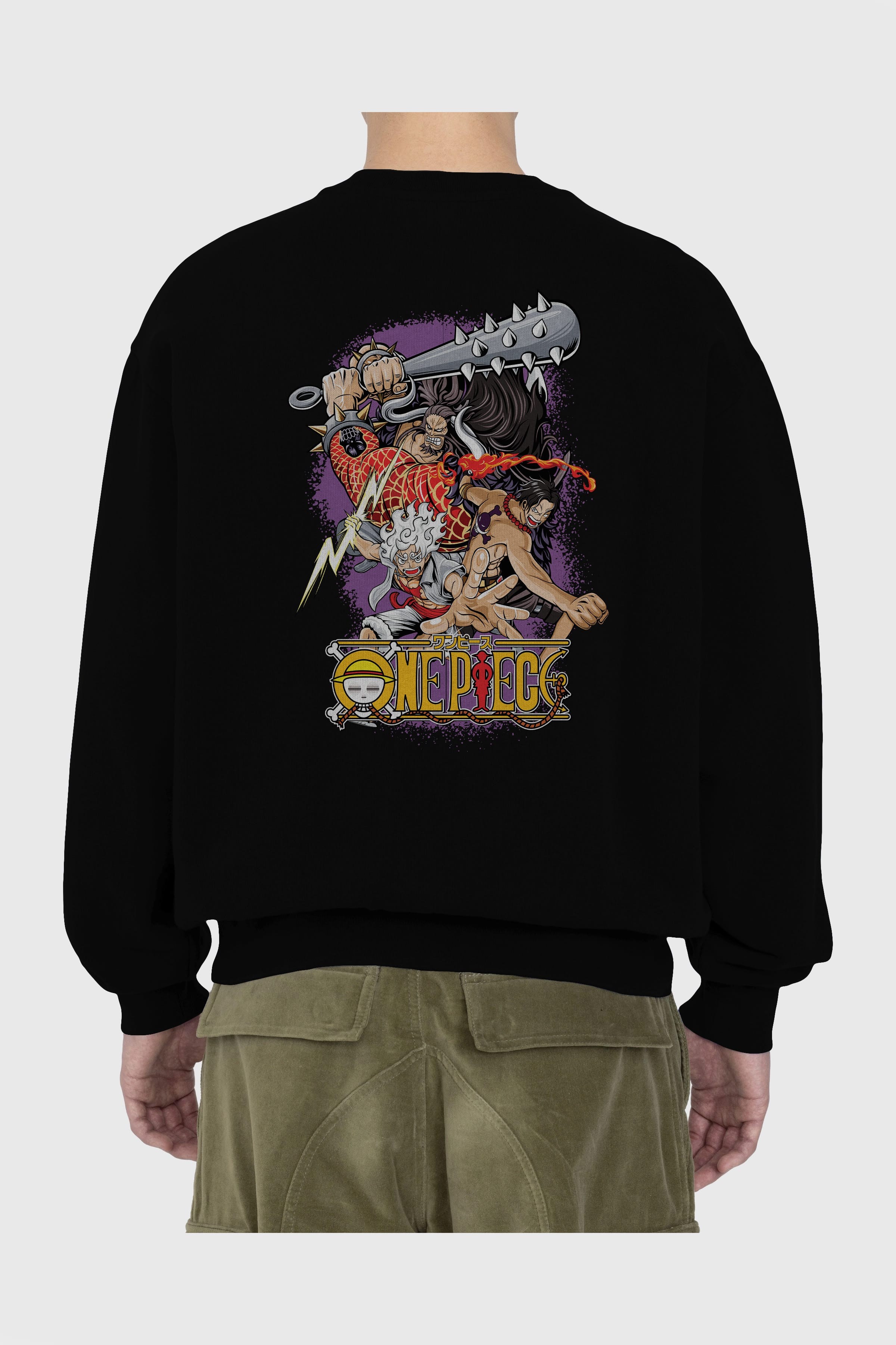 ONE PIECE (6) Anime Arka Baskılı Oversize Sweatshirt Erkek Kadın Unisex