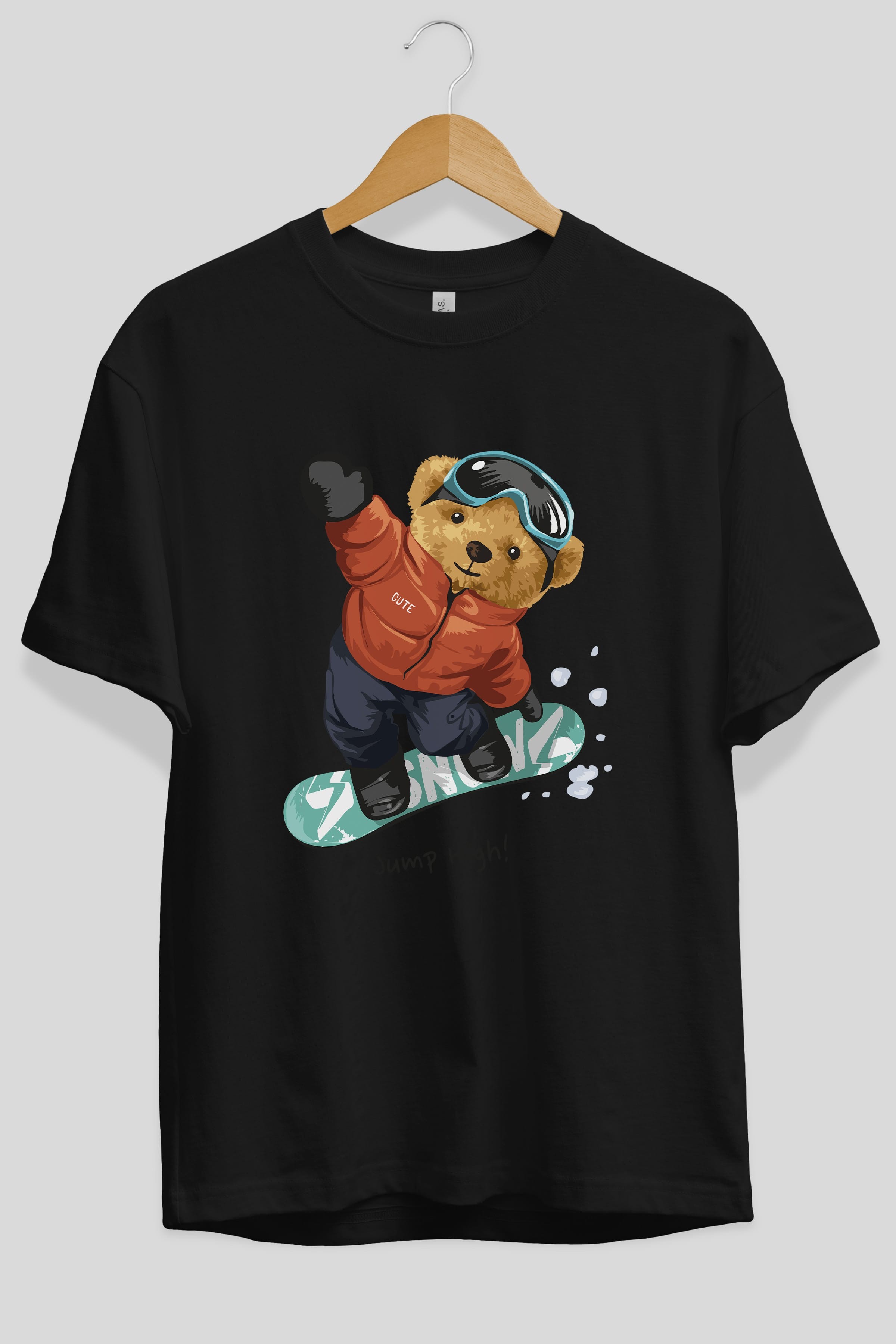 Teddy Bear Jump High Ön Baskılı Oversize t-shirt Erkek Kadın Unisex %100 Pamuk