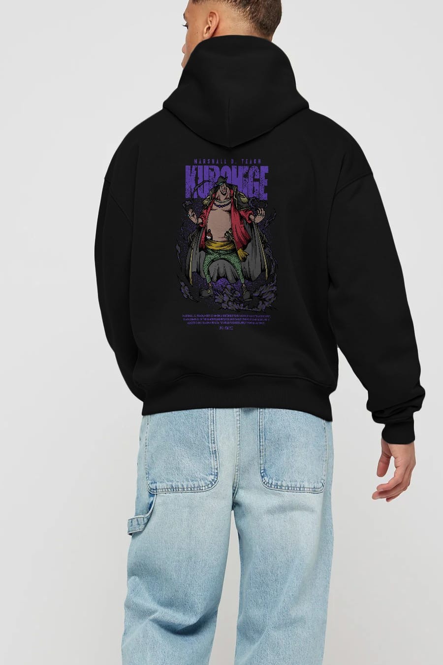Marshall D. Teach Anime Arka Baskılı Hoodie Oversize Kapüşonlu Sweatshirt Erkek Kadın Unisex