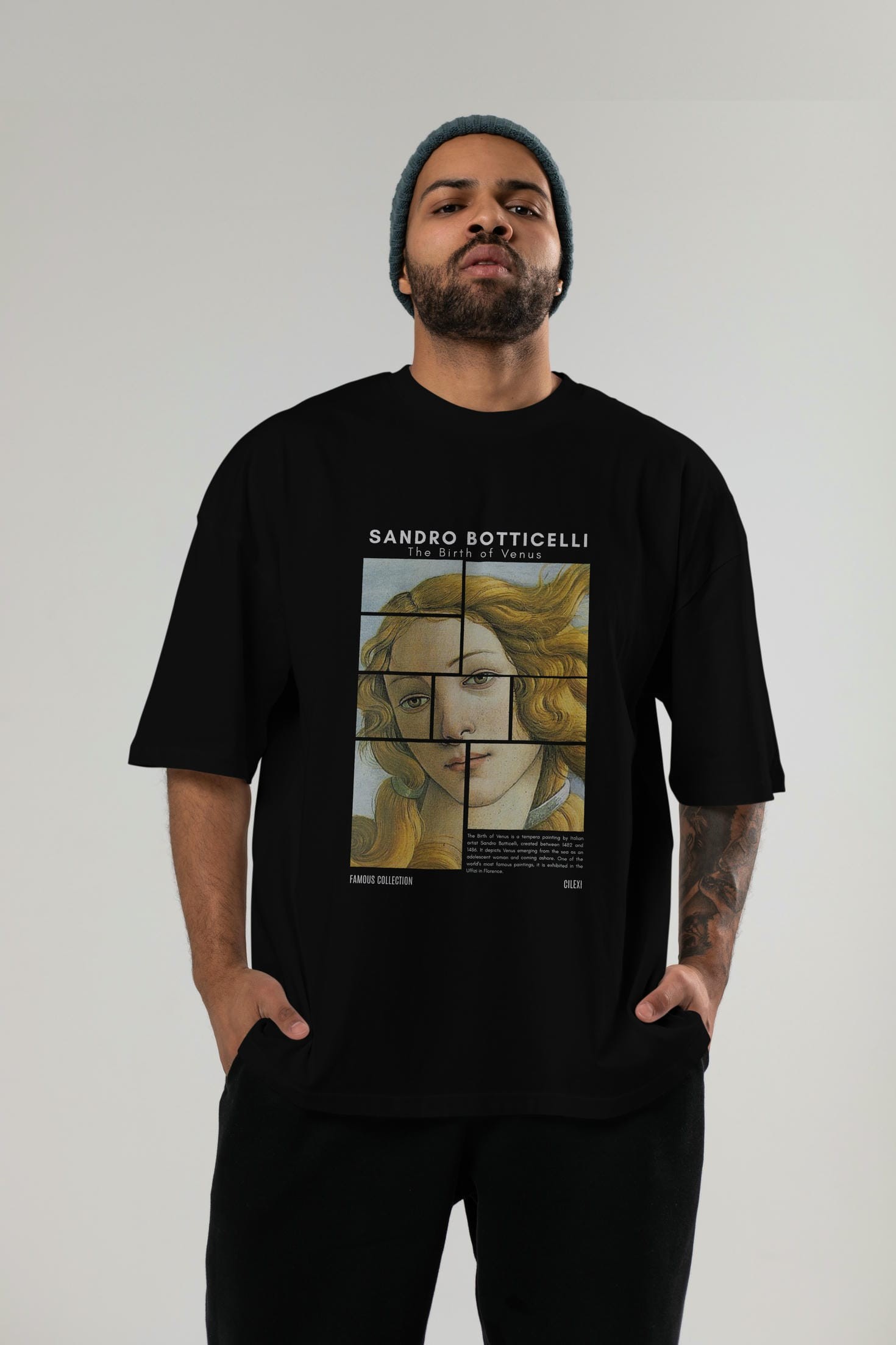 Sandro Botticelli ön Baskılı Oversize t-shirt Erkek Kadın Bisiklet Yaka Pamuk tişort