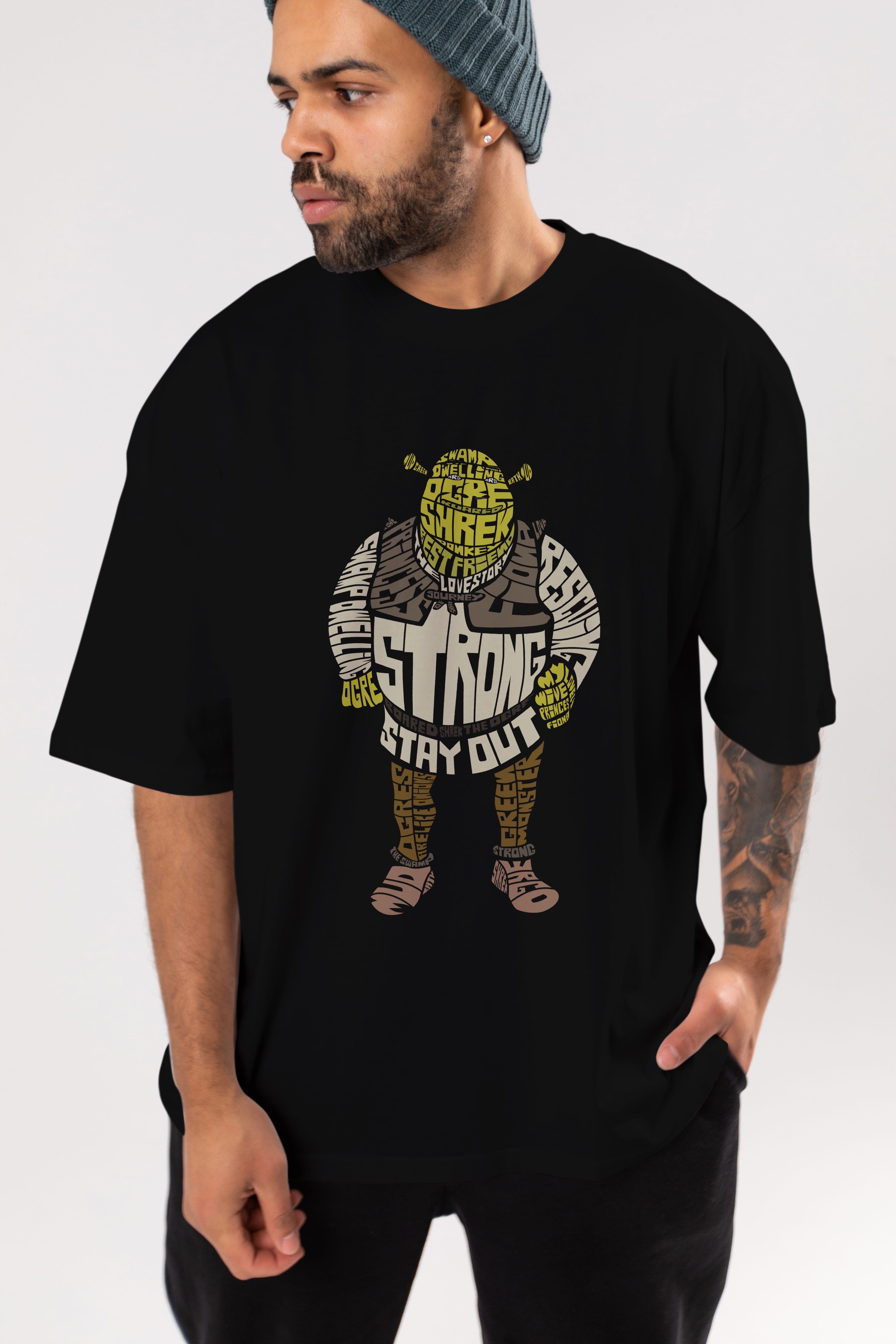 Shrek Ön Baskılı Oversize t-shirt %100 pamuk Erkek Kadın Unisex