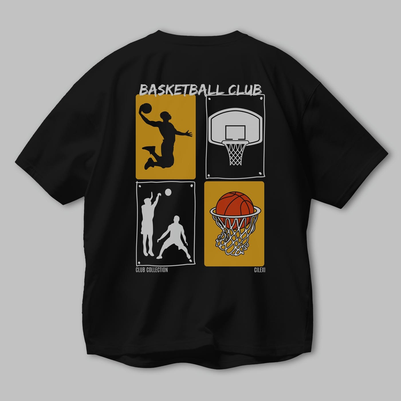 Basketball Club Arka Baskılı Oversize t-shirt Erkek Kadın %100 Pamuk Bisiklet Yaka tişort