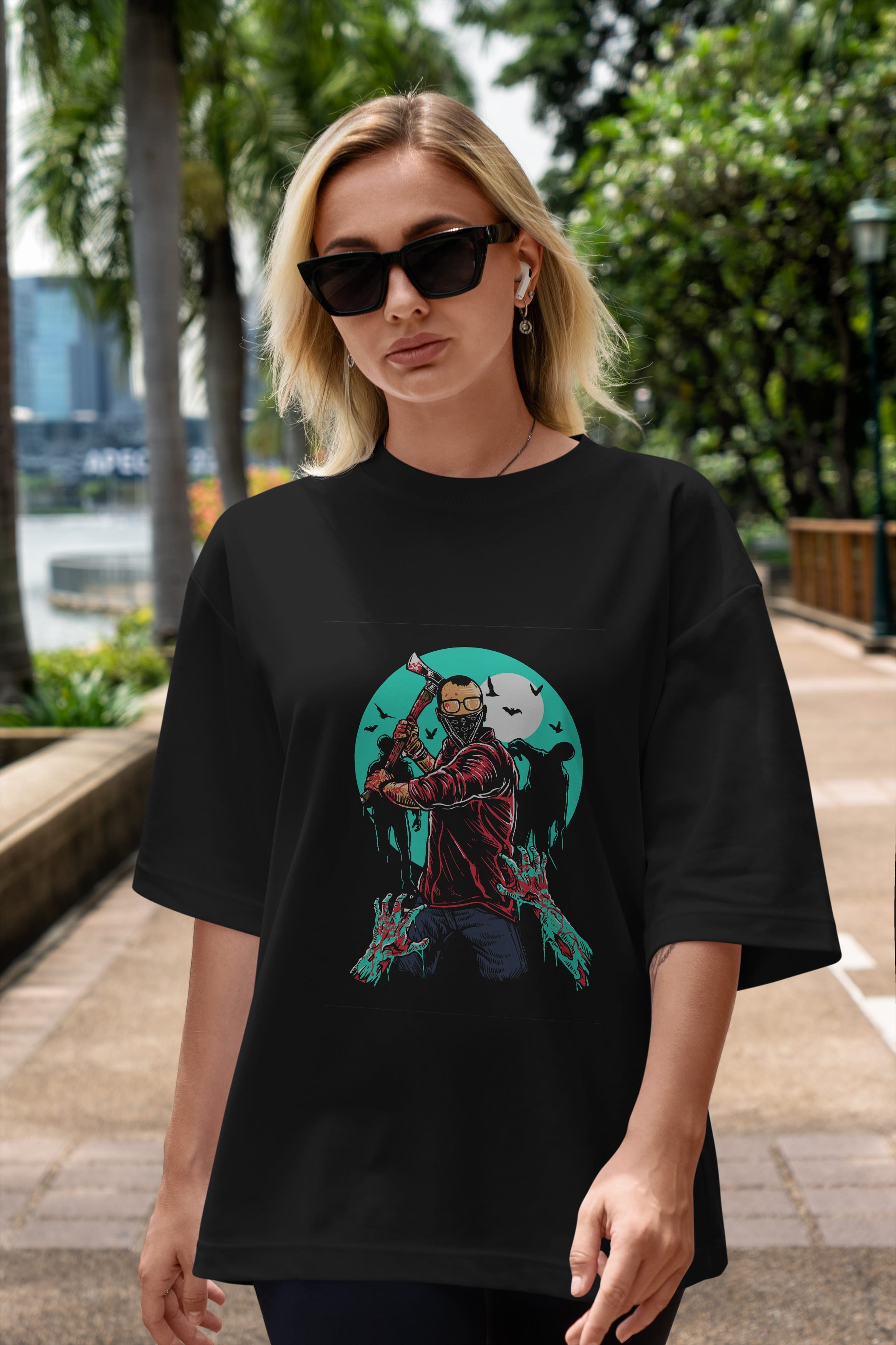 Zombie Killer Ön Baskılı Oversize t-shirt Erkek Kadın Unisex %100 Pamuk tişort