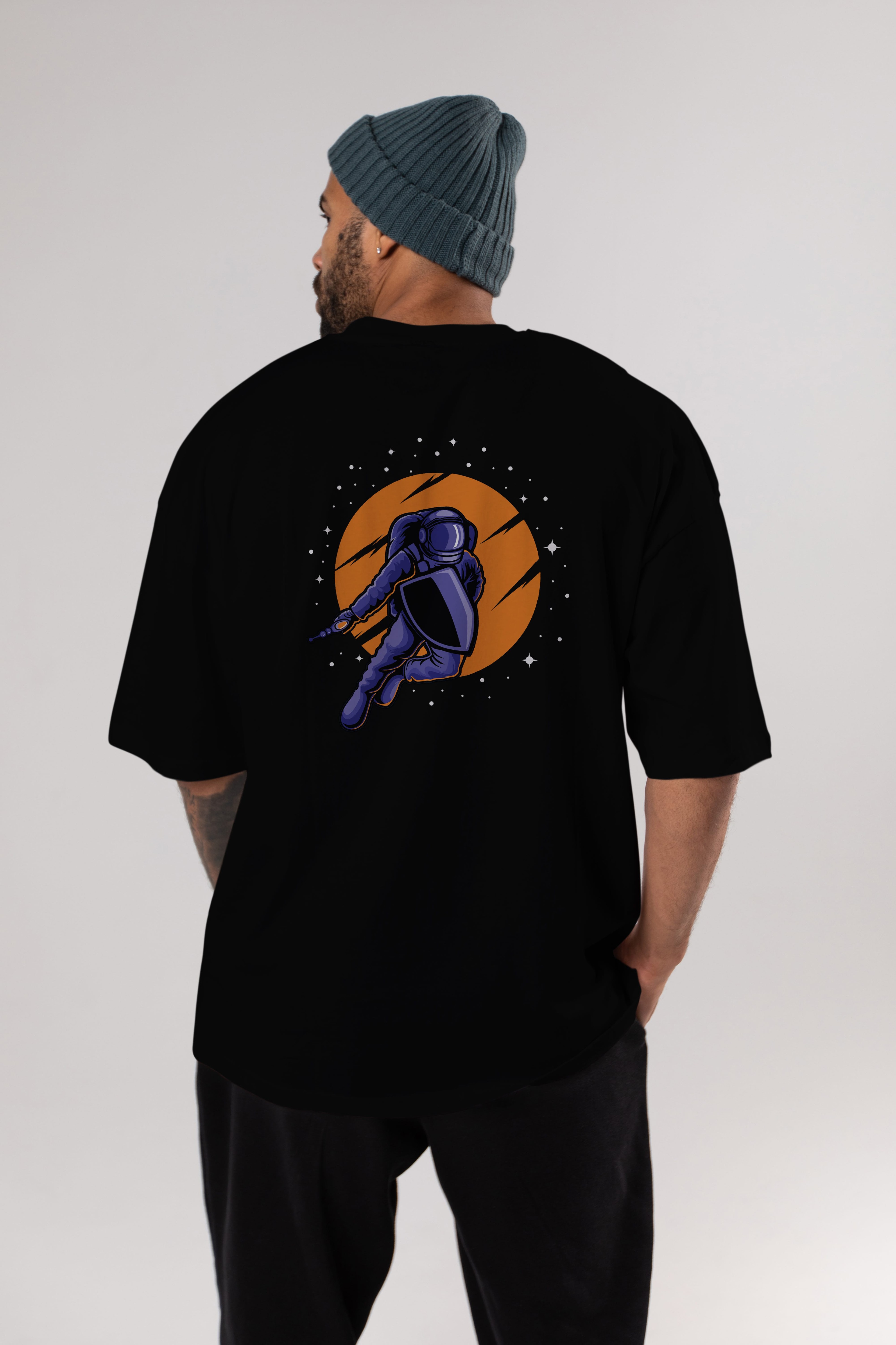 Astro Wars Arka Baskılı Oversize t-shirt Erkek Kadın Unisex