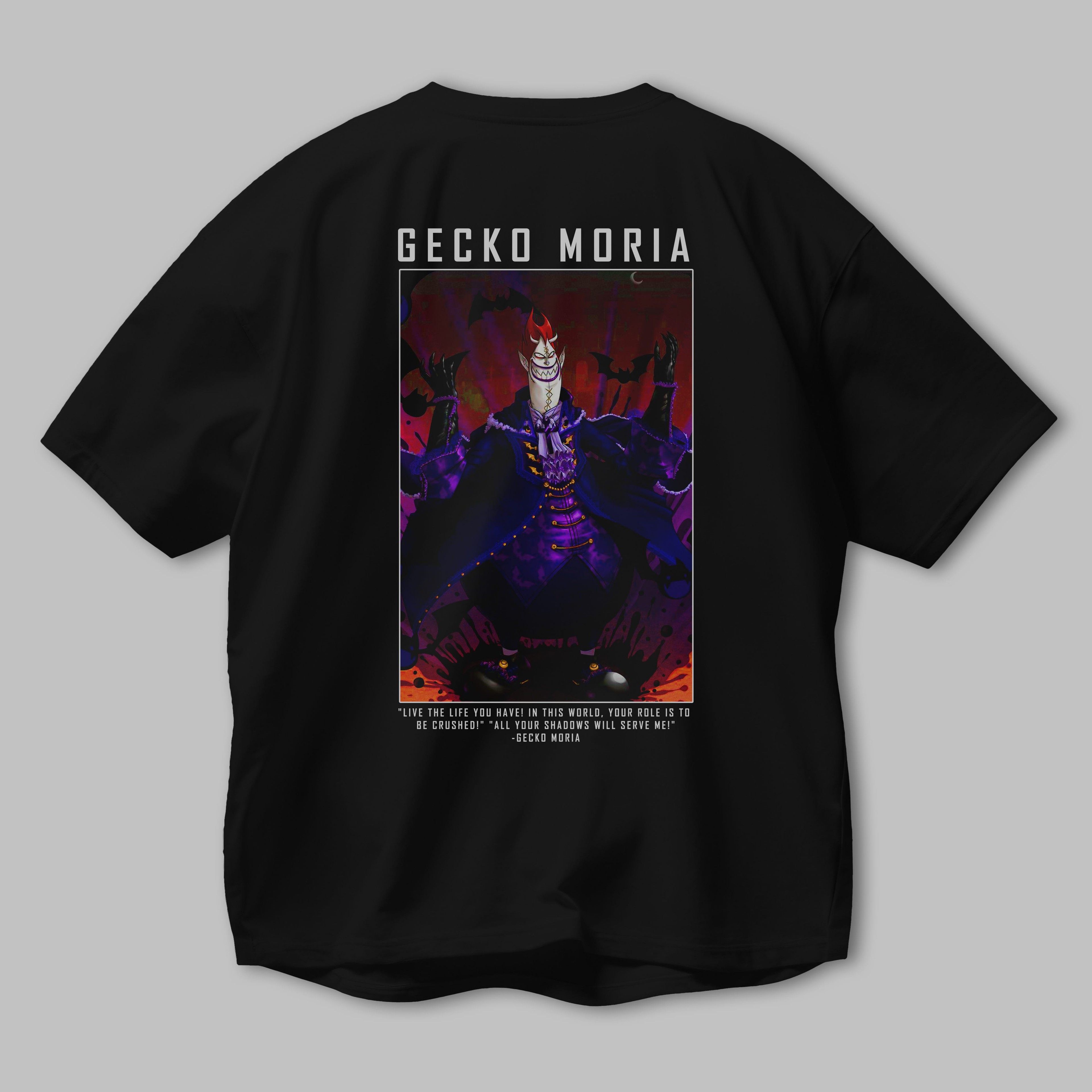 Gecko Moria Anime Arka Baskılı Oversize t-shirt Erkek Kadın Unisex %100 pamuk tişort