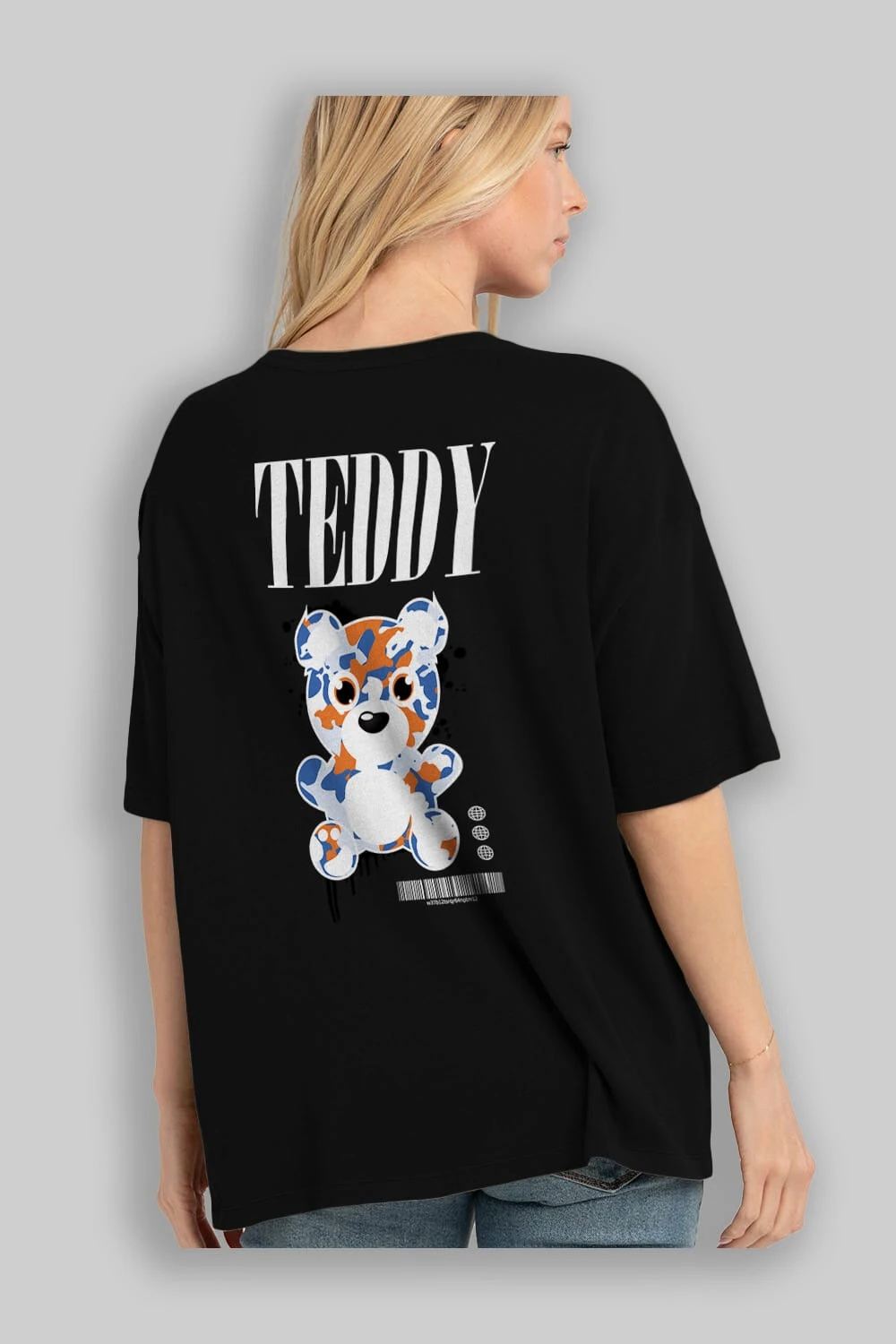 Teddy Bear Streetwear Arka Baskılı Oversize t-shirt Erkek Kadın Unisex