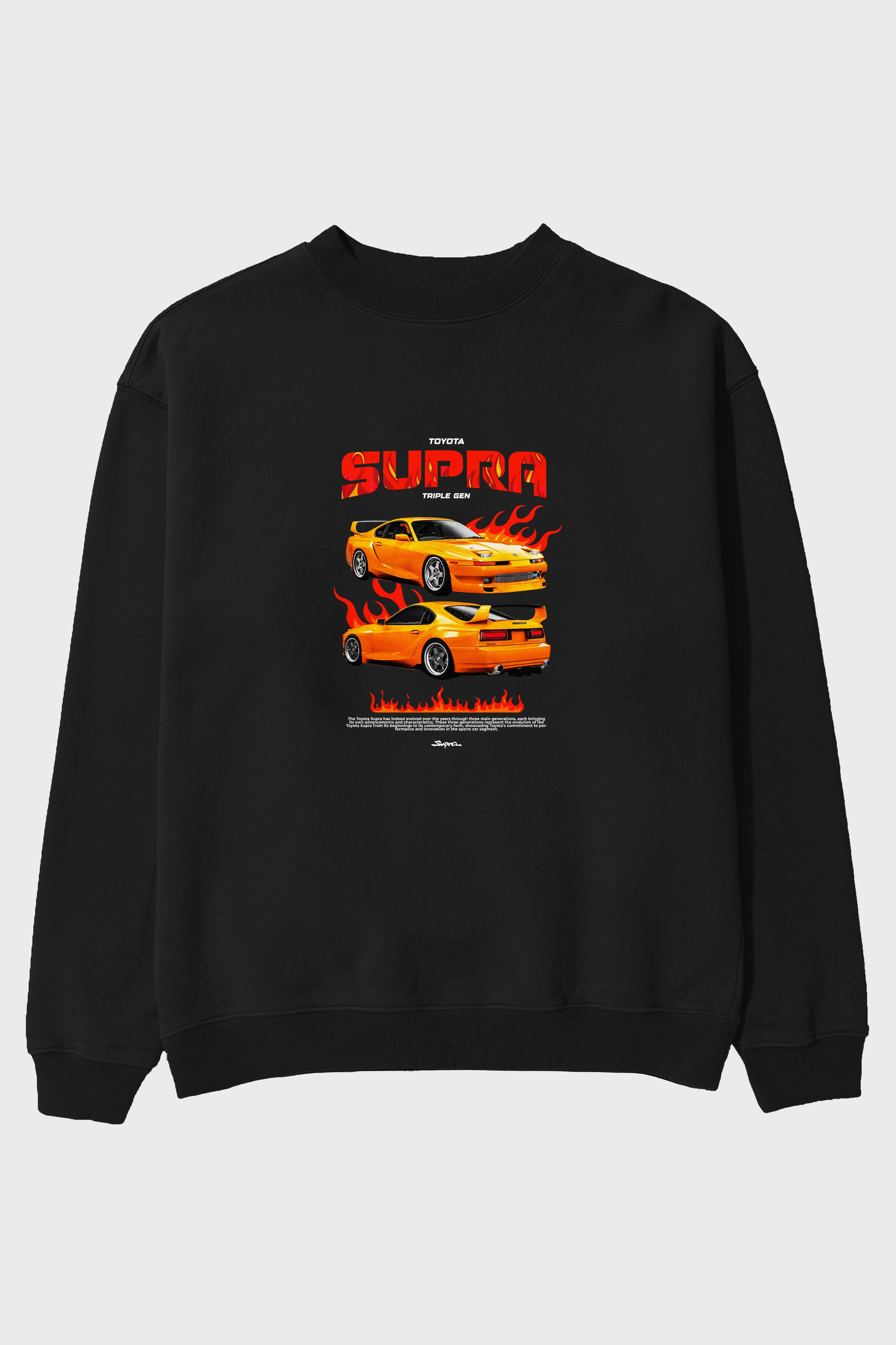 TOYOTA SUPRA 3GEN Ön Baskılı Anime Oversize Sweatshirt Erkek Kadın Unisex