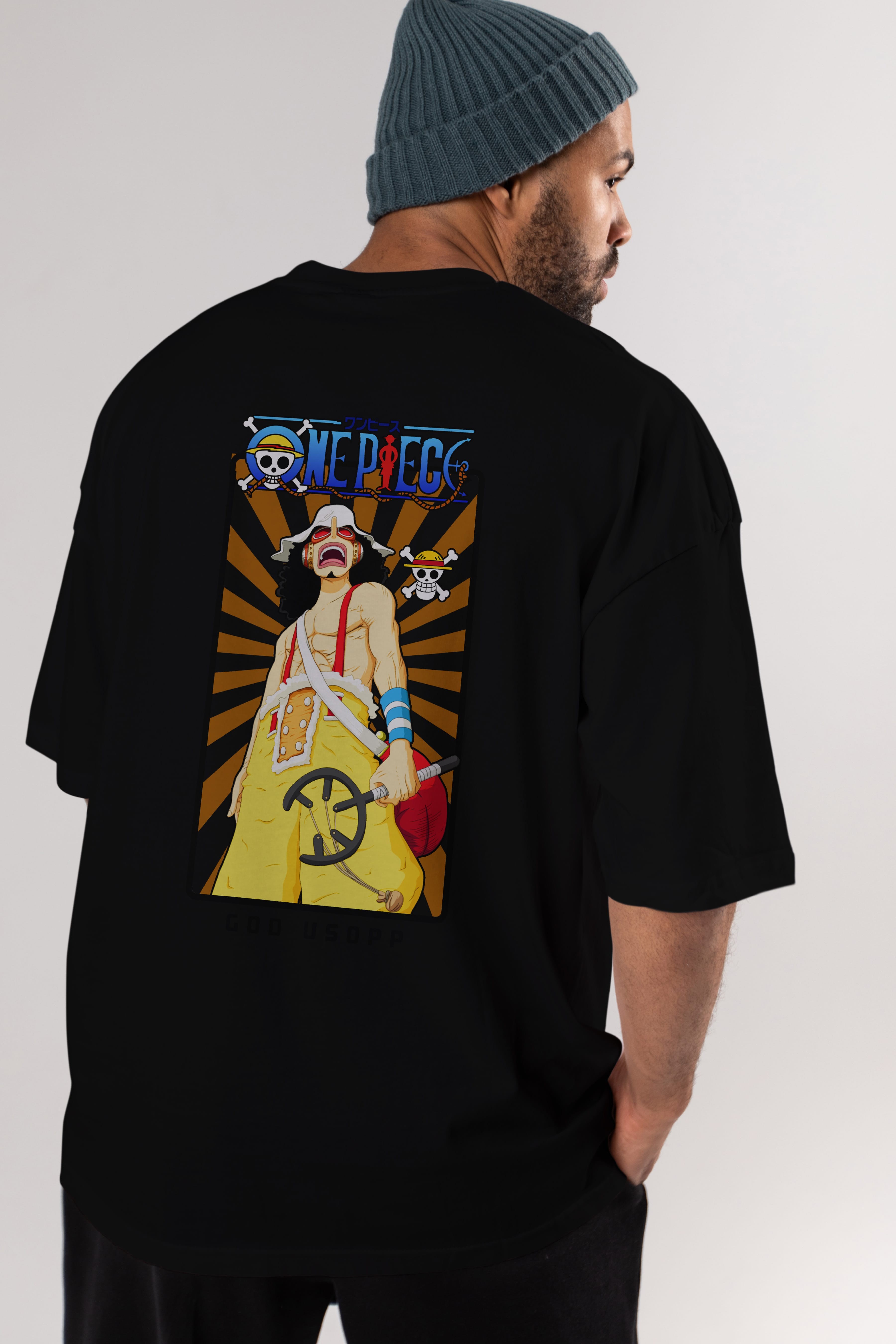 Usopp Anime Arka Baskılı Oversize t-shirt Erkek Kadın Unisex %100 pamuk tişort