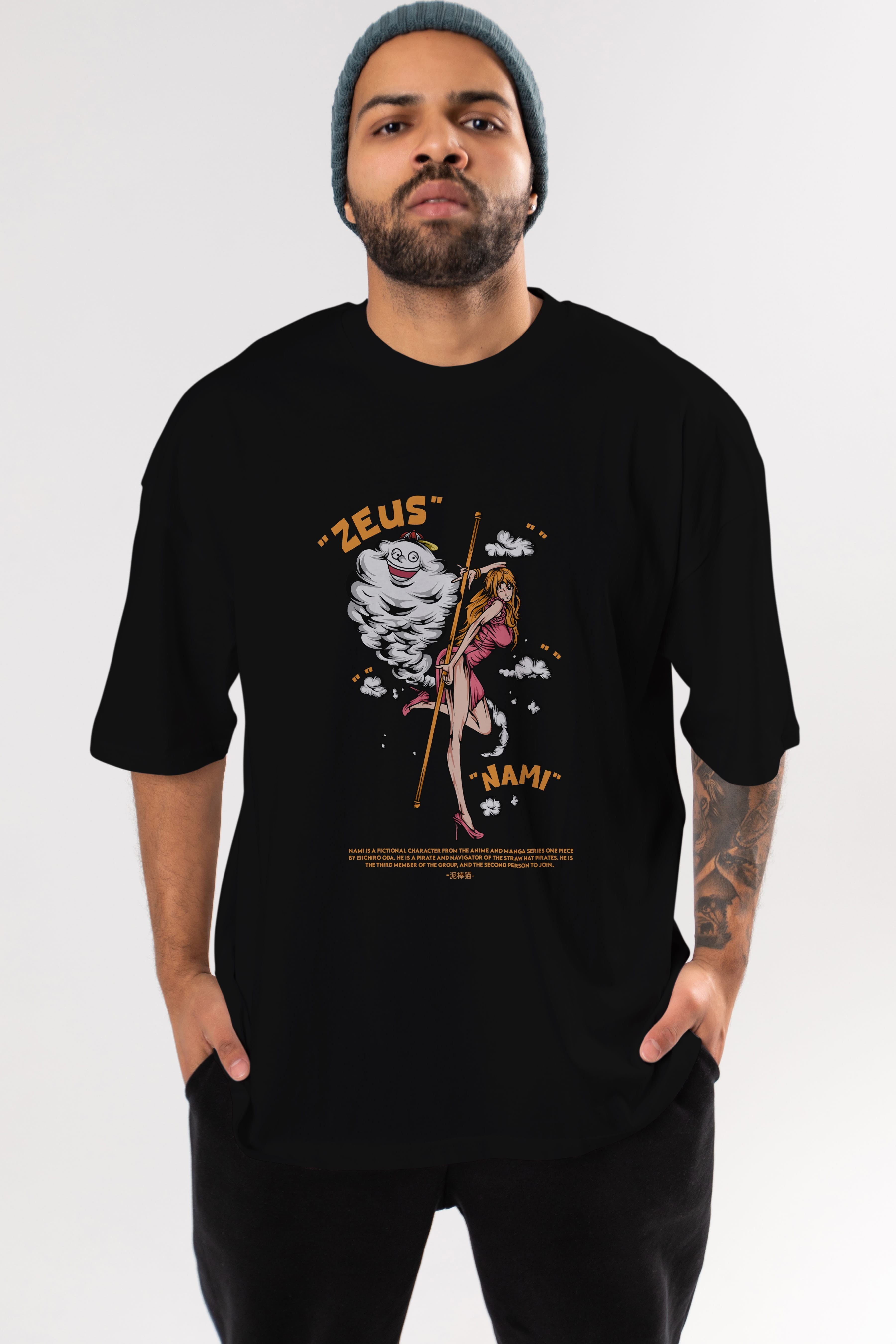 Zeus Nami Anime Ön Baskılı Oversize t-shirt %100 pamuk Erkek Kadın Unisex