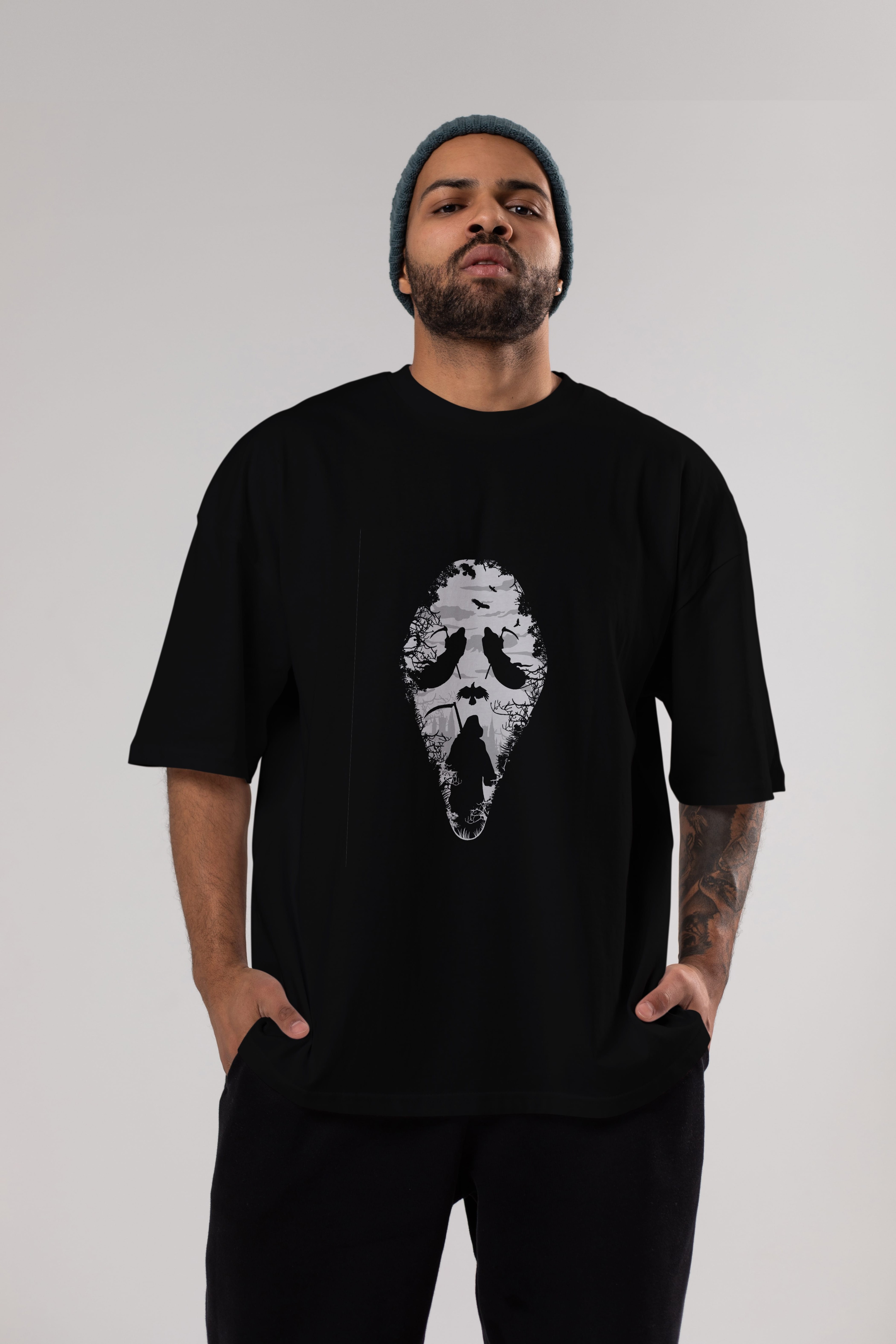 Reaper Scream Ön Baskılı Oversize t-shirt %100 pamuk Erkek Kadın Unisex