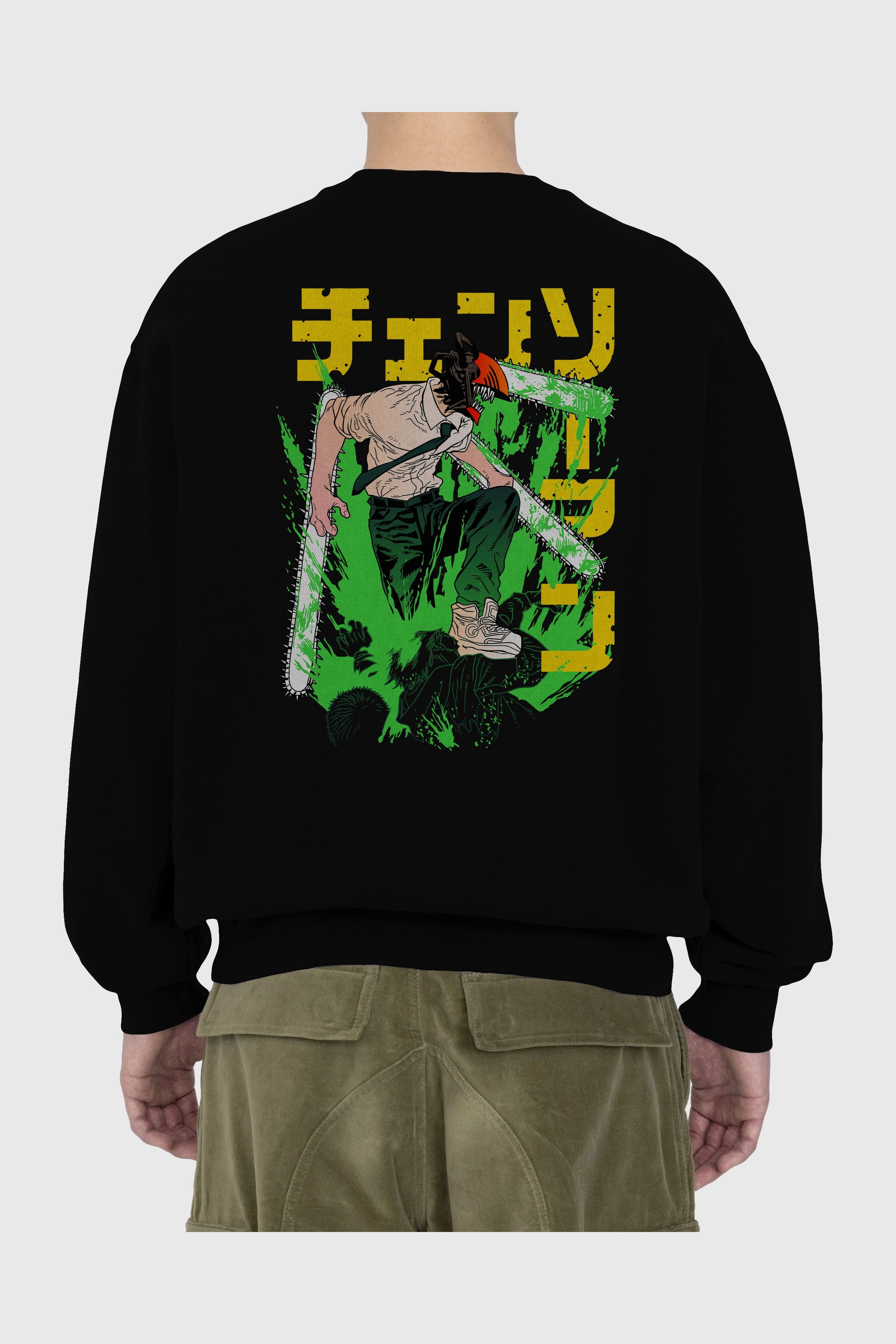CHAINSAWMAN DENJI Anime Arka Baskılı Oversize Sweatshirt Erkek Kadın Unisex