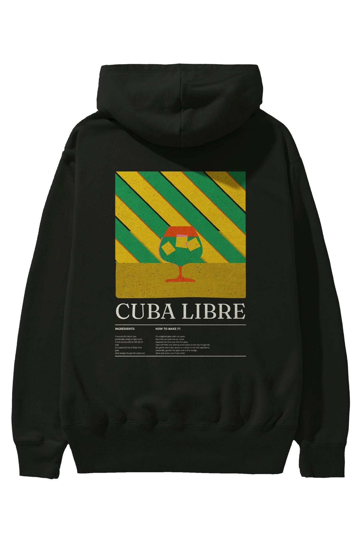 Cuba Libre Kokteyl Arka Baskılı Hoodie Oversize Kapüşonlu Sweatshirt Erkek Kadın