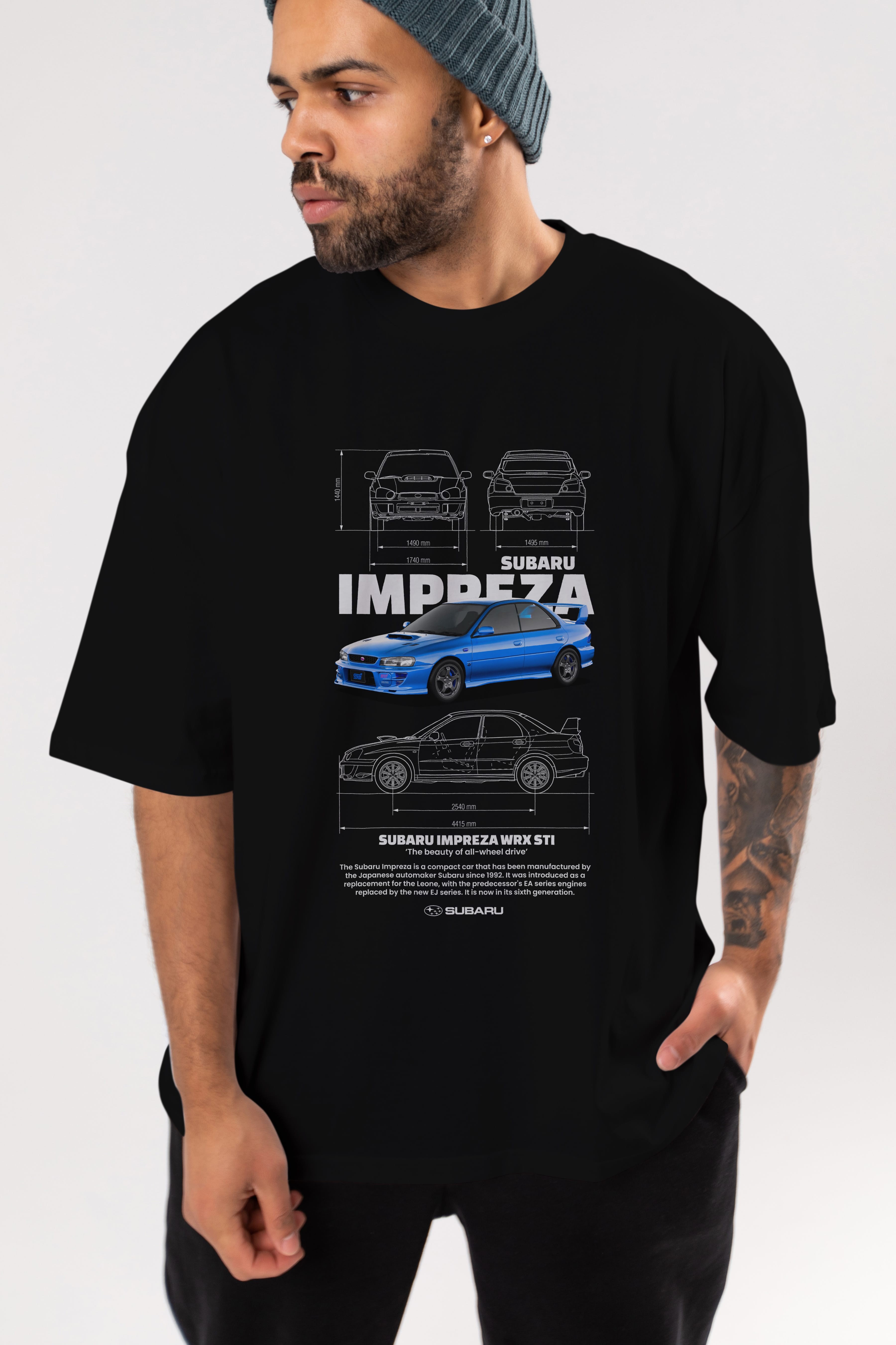 Subaru impreza wrx sti Ön Baskılı Oversize t-shirt Erkek Kadın Unisex %100 Pamuk Bisiklet Yaka tişort