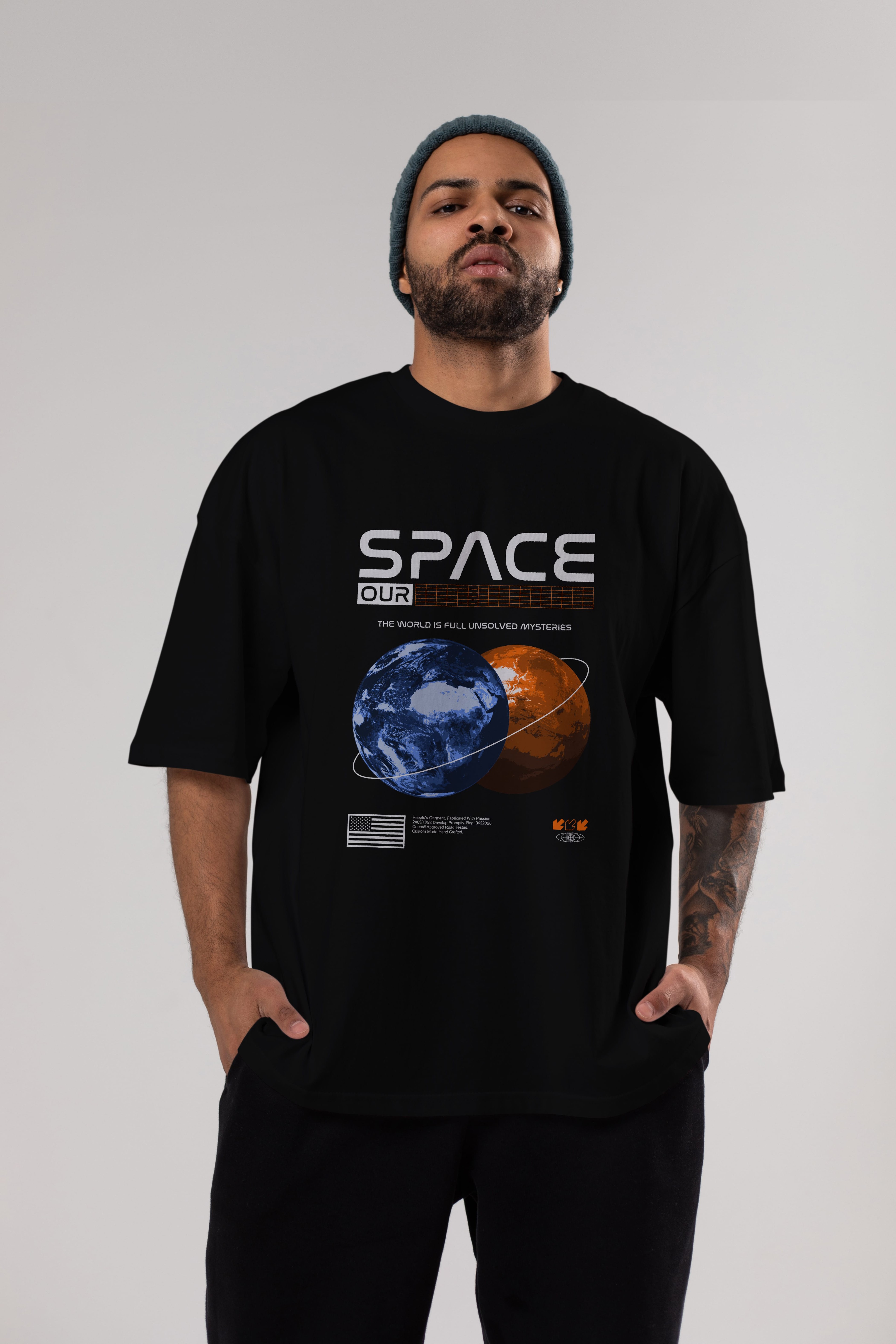 Space Our Ön Baskılı Oversize t-shirt Erkek Kadın Unisex