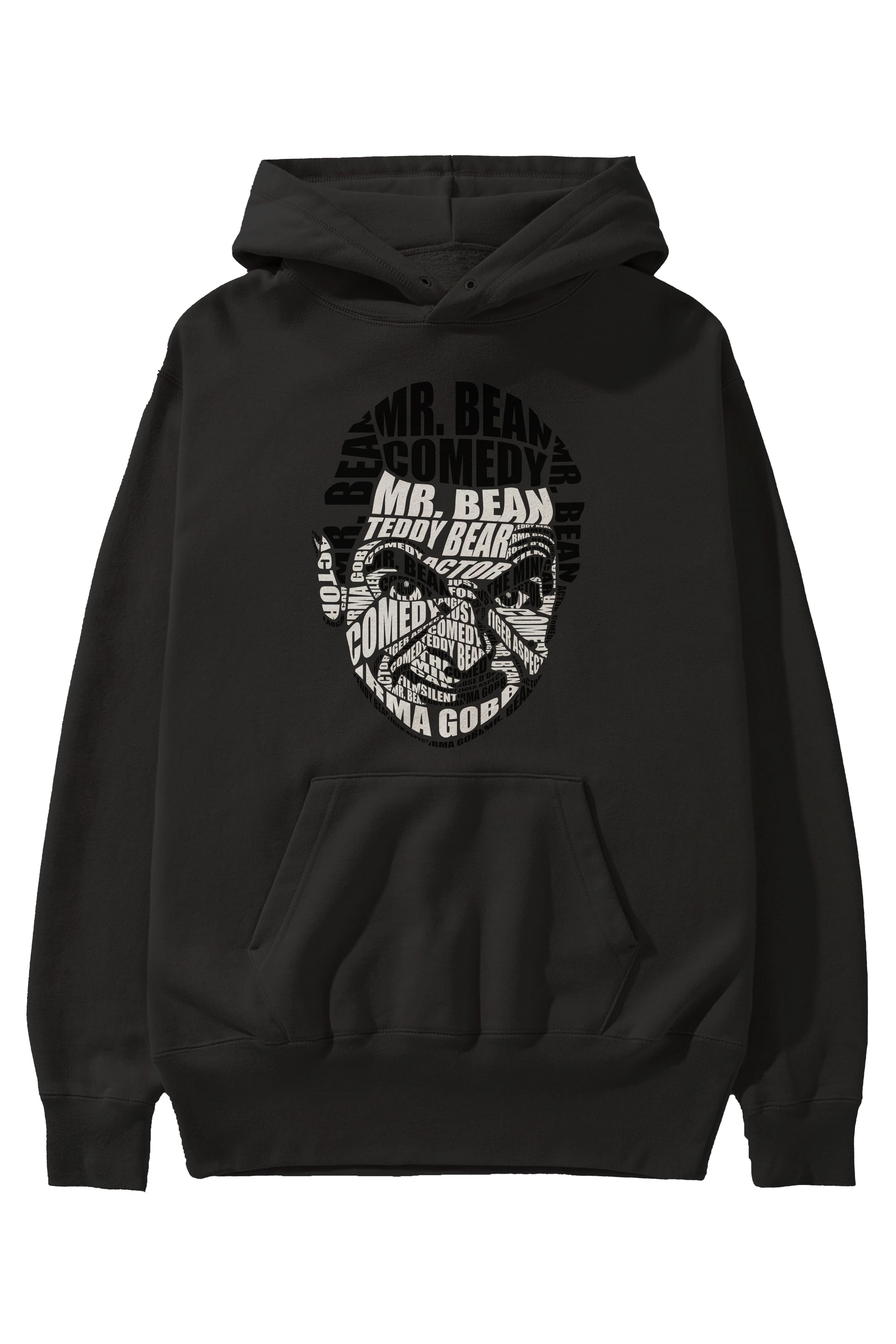 Mr Bean Calligram Ön Baskılı Hoodie Oversize Kapüşonlu Sweatshirt Erkek Kadın Unisex