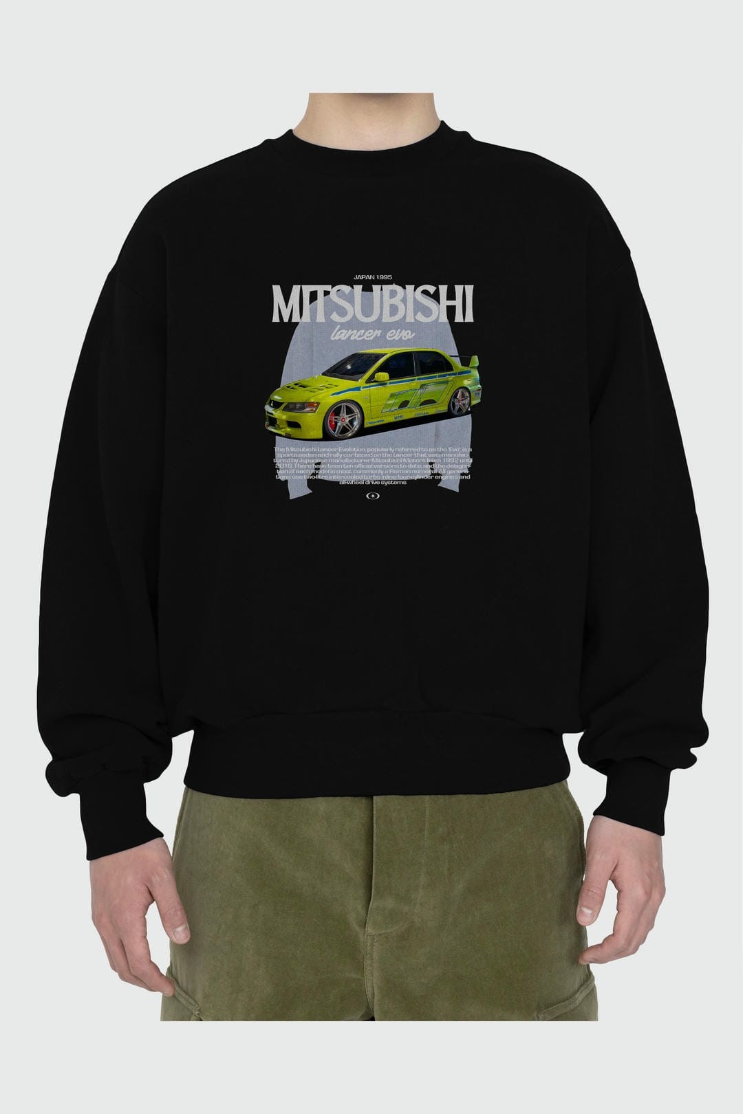 MITSUBISHI LANCER EVO 3 Ön Baskılı Anime Oversize Sweatshirt Erkek Kadın Unisex