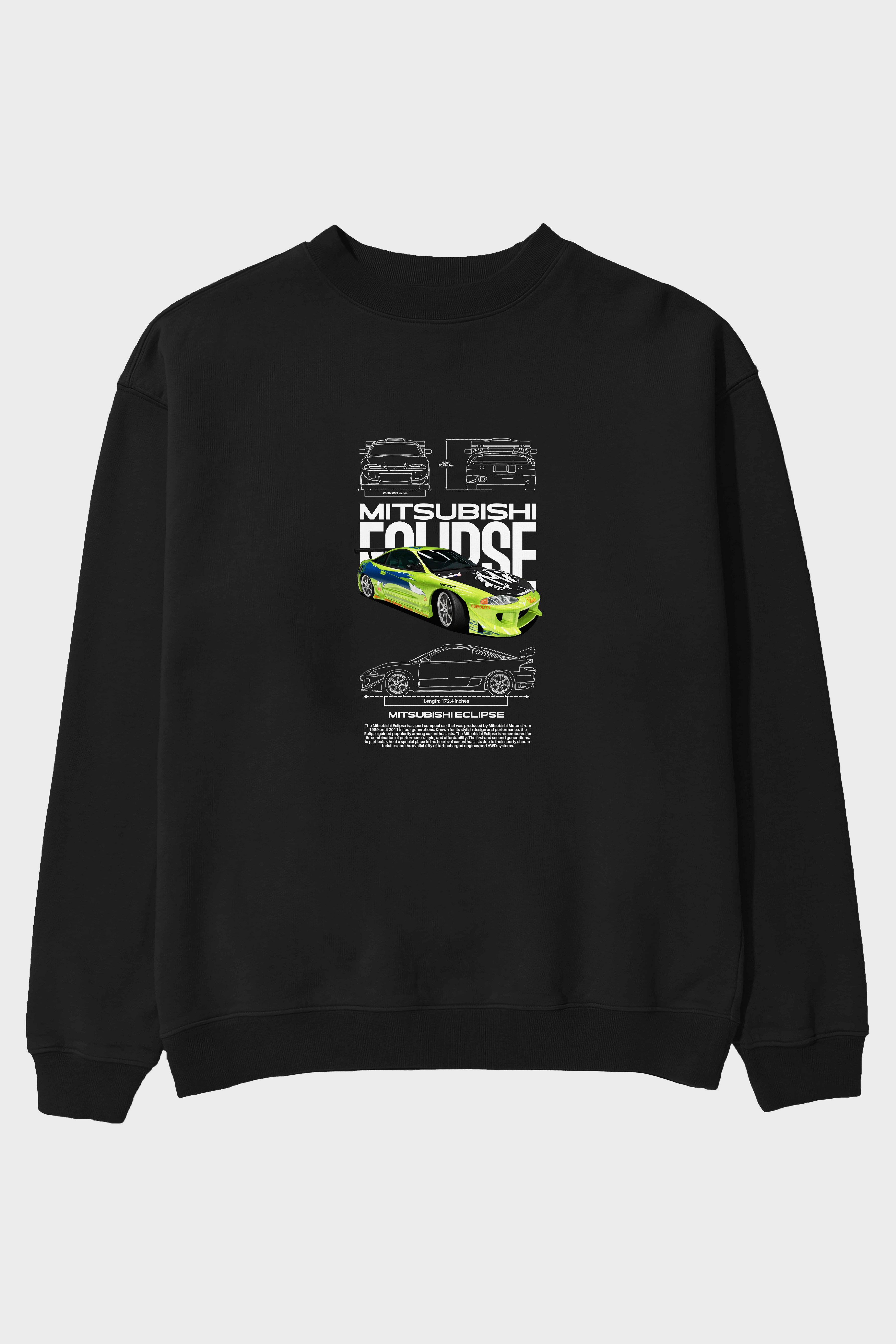 mitsubishi eclipse Ön Baskılı Anime Oversize Sweatshirt Erkek Kadın Unisex