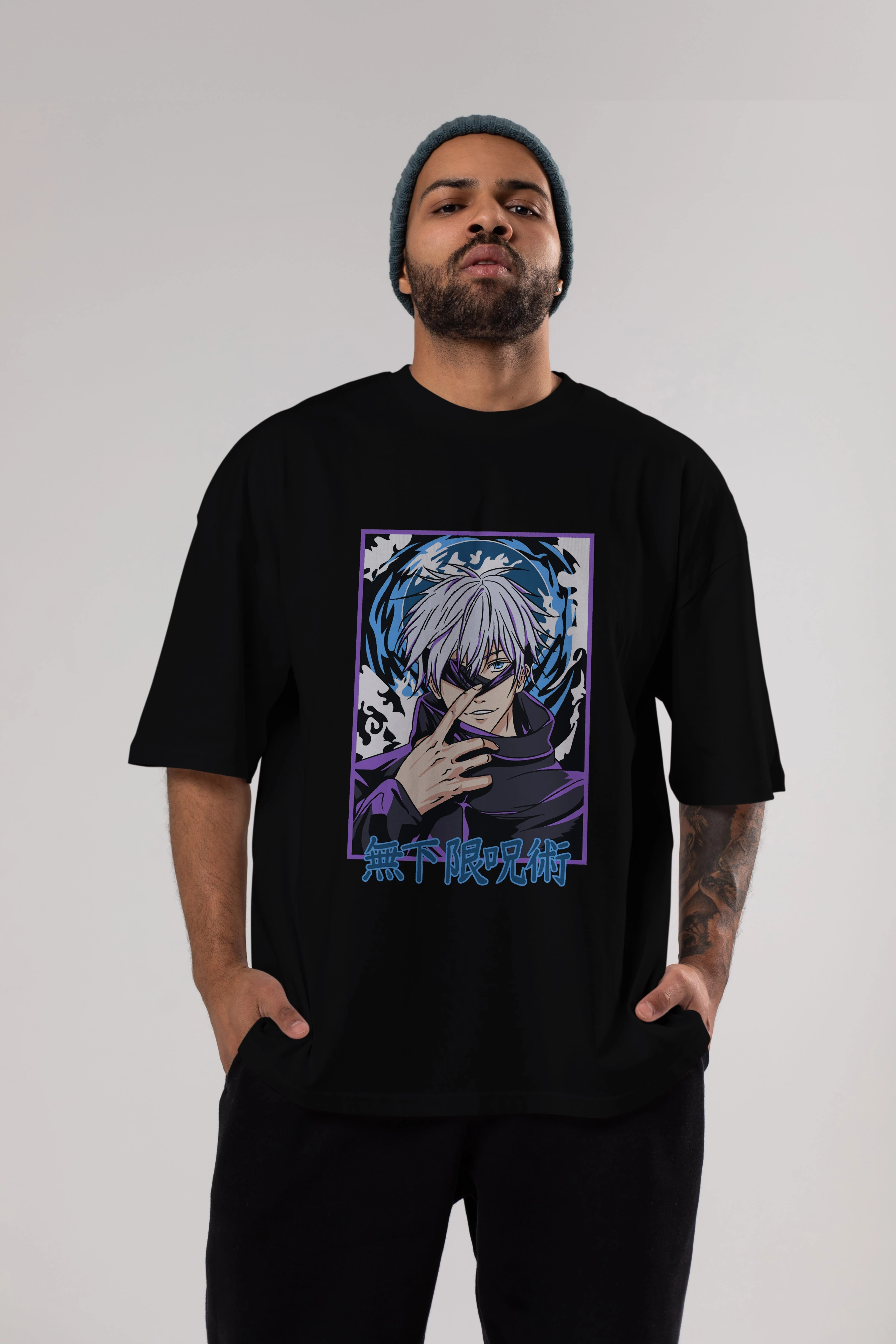 SATORU GOJO 3 Anime Ön Baskılı Oversize t-shirt %100 pamuk Erkek Kadın Unisex