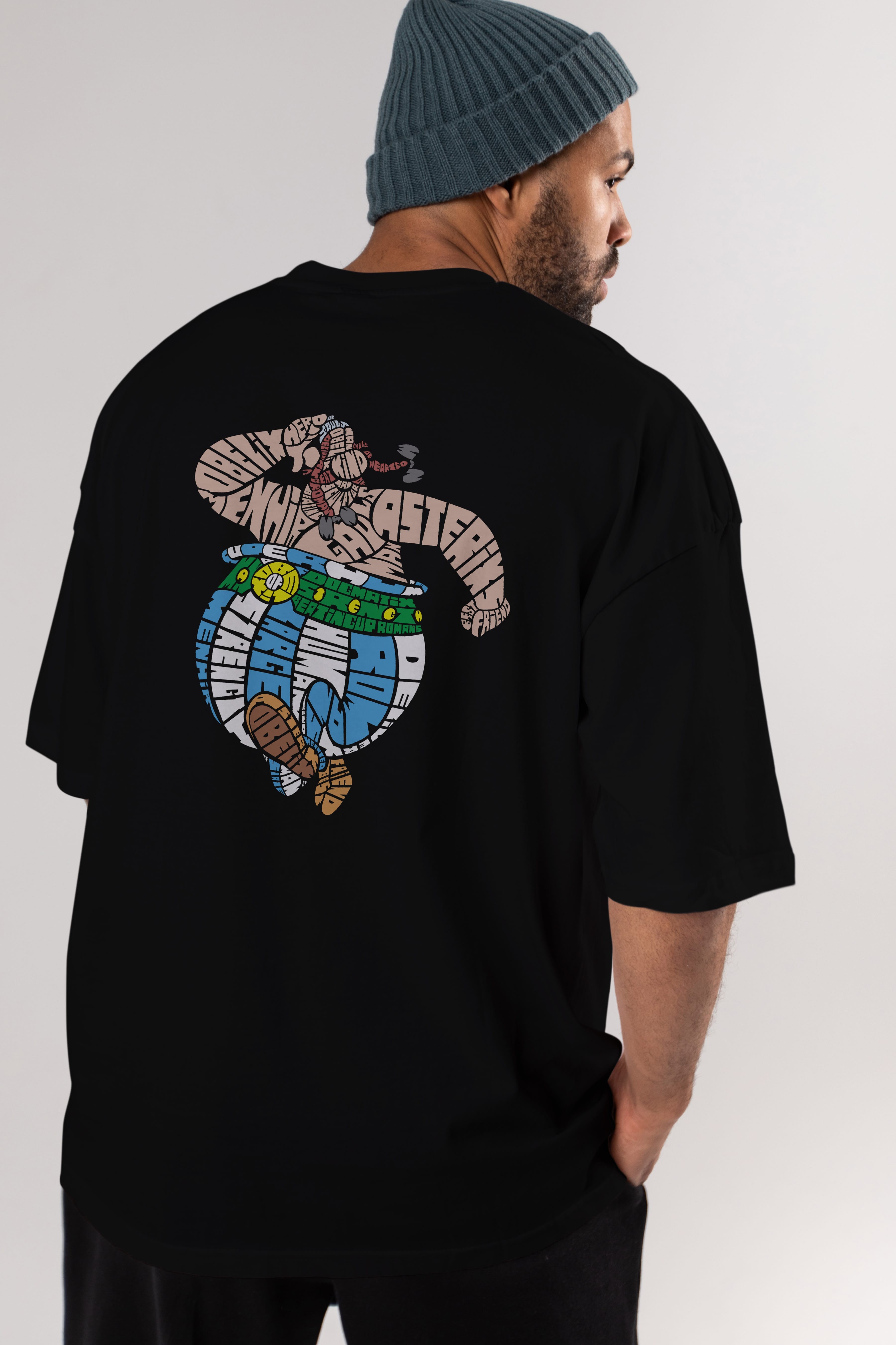 Obelix Arka Baskılı Oversize t-shirt %100 pamuk Erkek Kadın Unisex