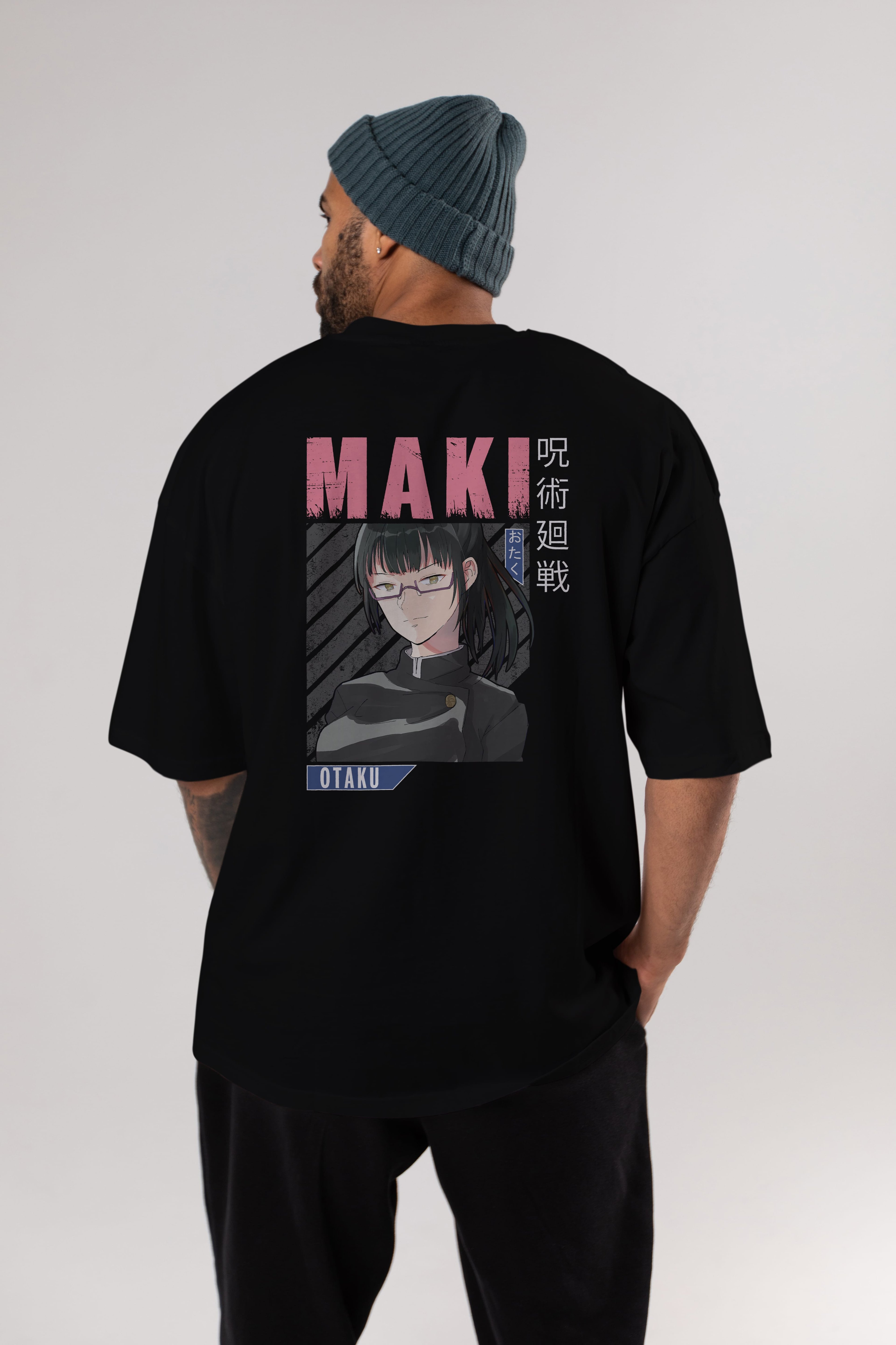 Maki Zenin CHAINSAWMAN 1 Anime Arka Baskılı Oversize t-shirt Erkek Kadın Unisex