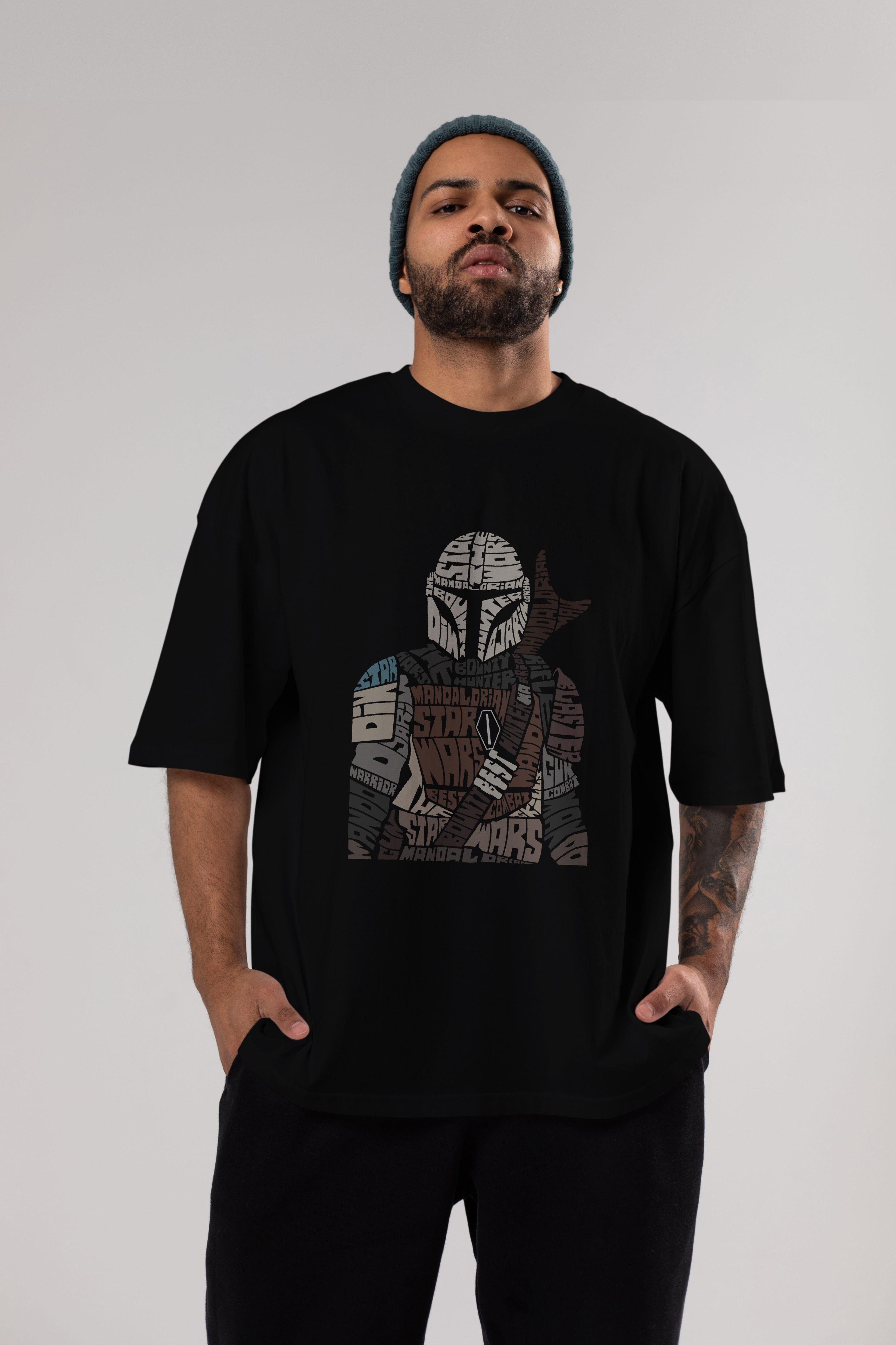 Mandalorian Ön Baskılı Oversize t-shirt %100 pamuk Erkek Kadın Unisex