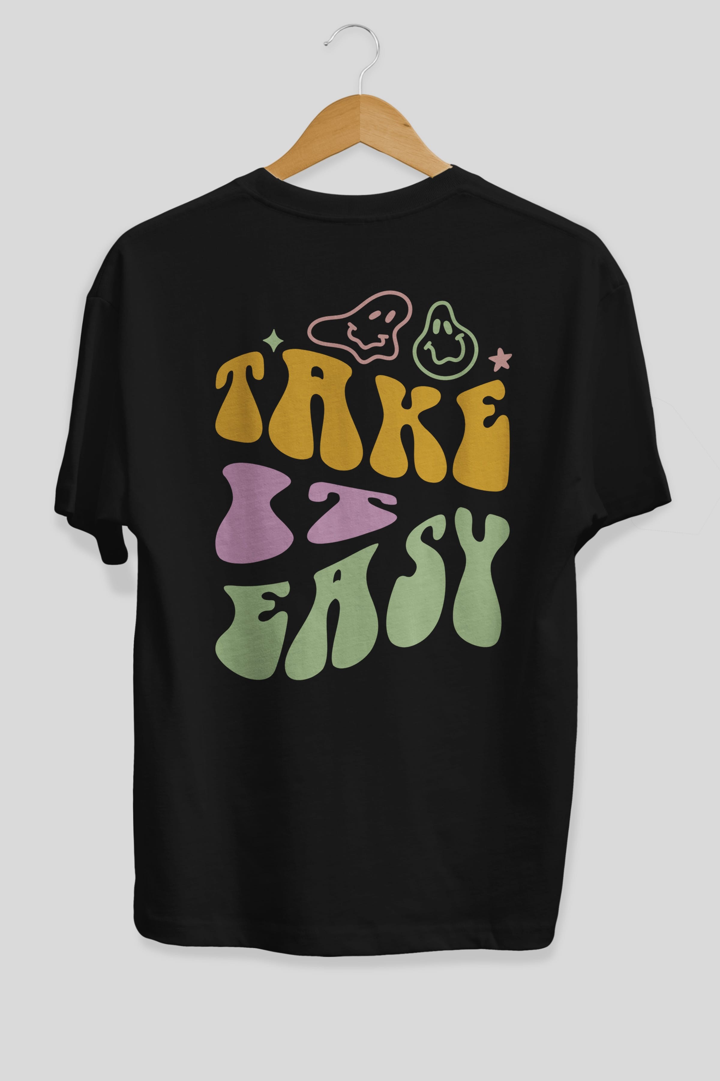 Take it Easy Yazılı Arka Baskılı Oversize t-shirt Erkek Kadın Unisex